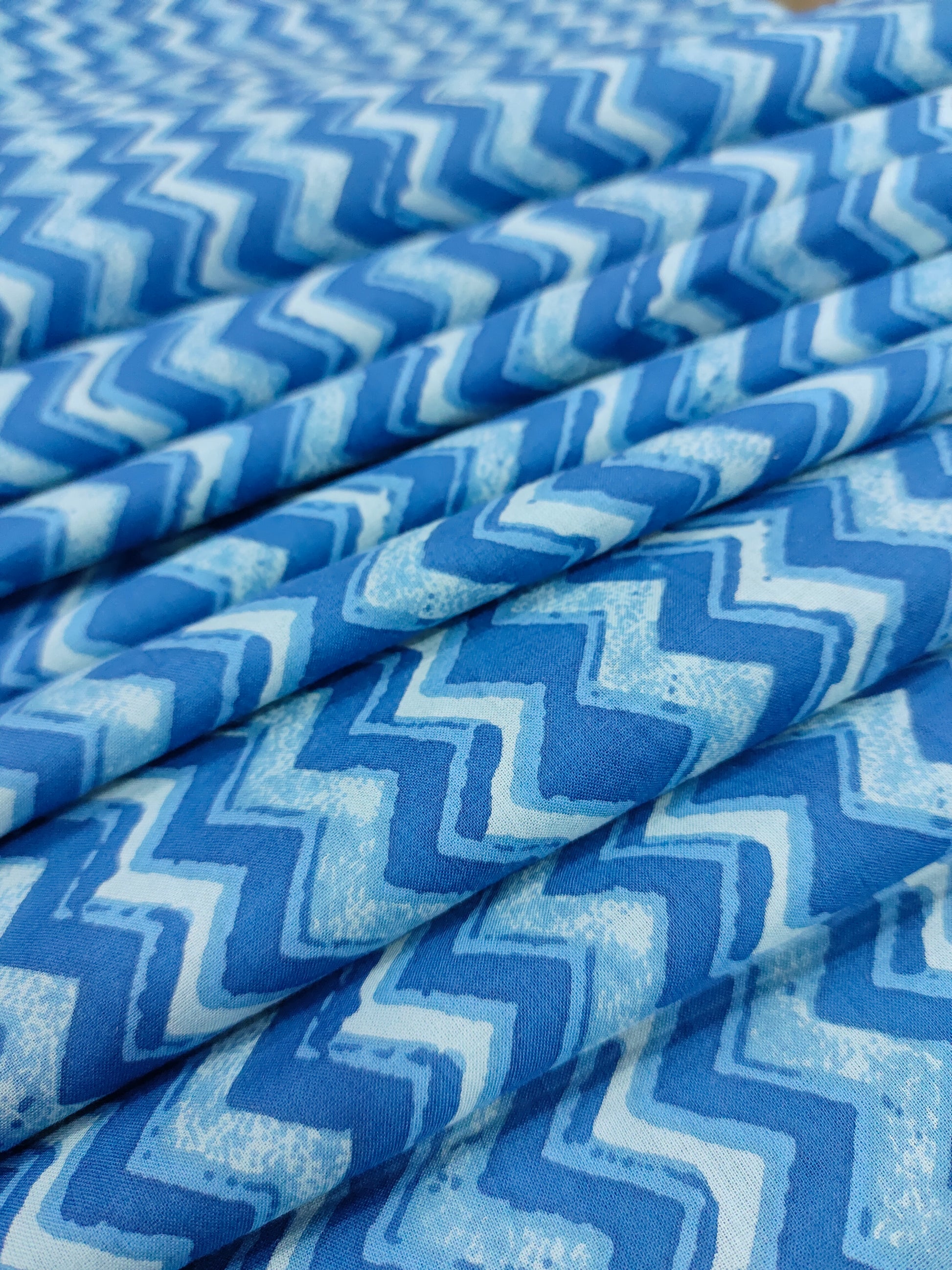 Blue screen print fabric