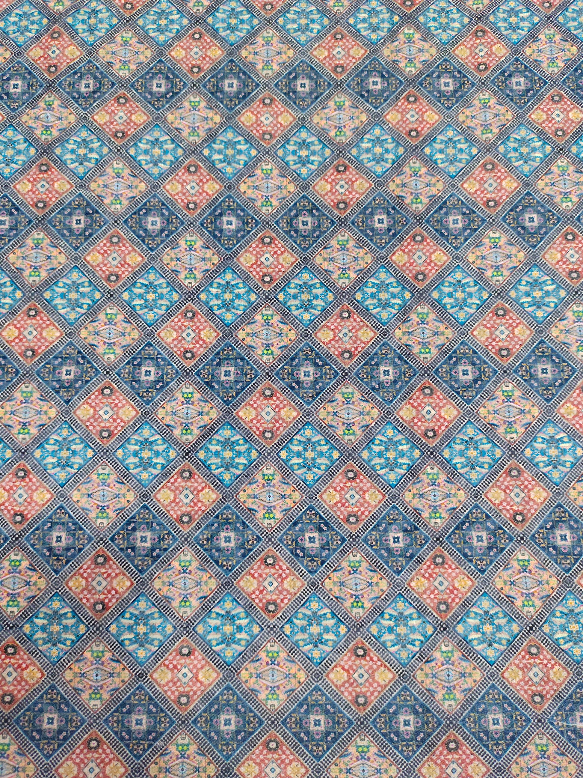 Digital print embroidered fabric