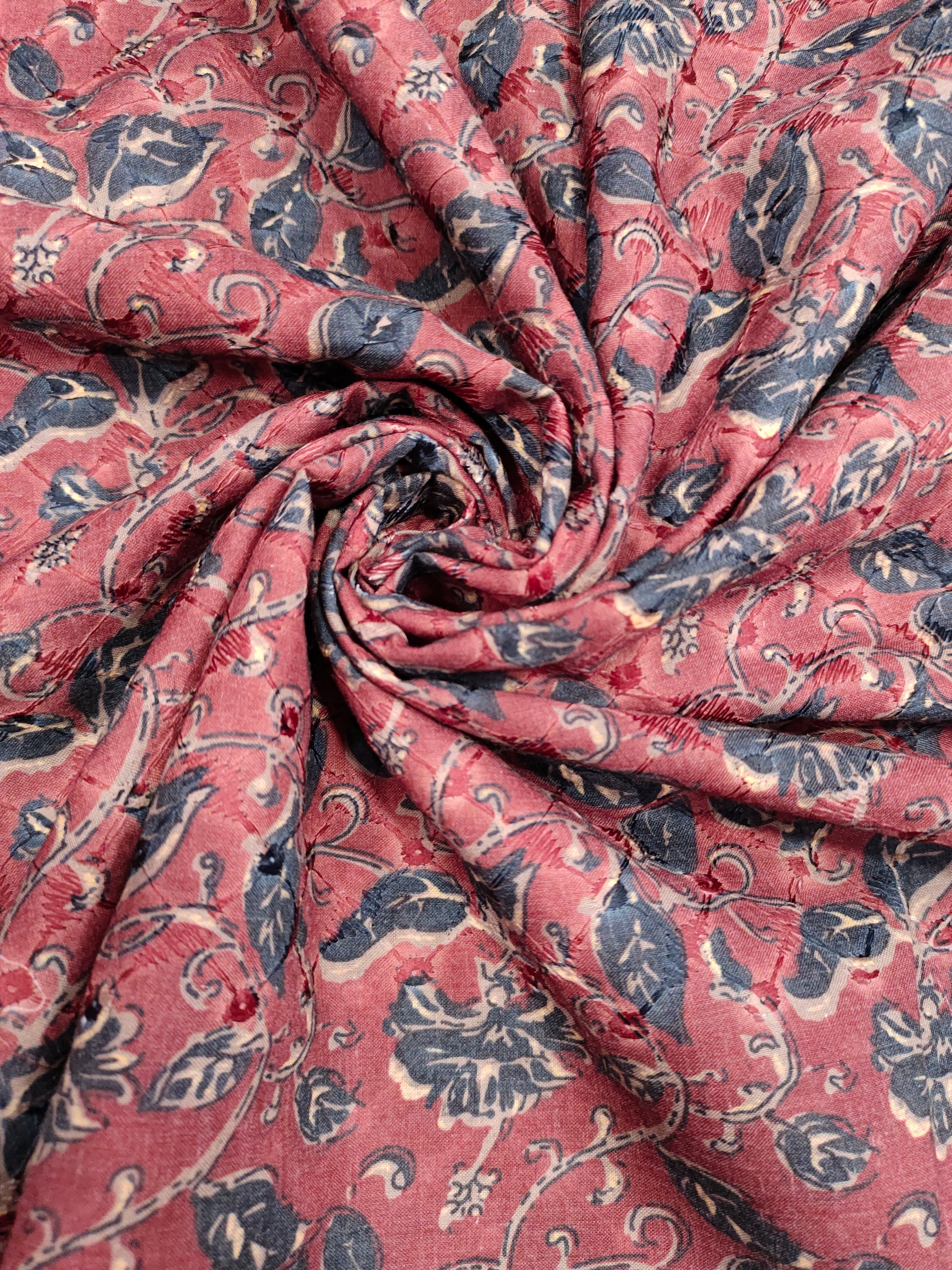 Digital print embroidered fabric