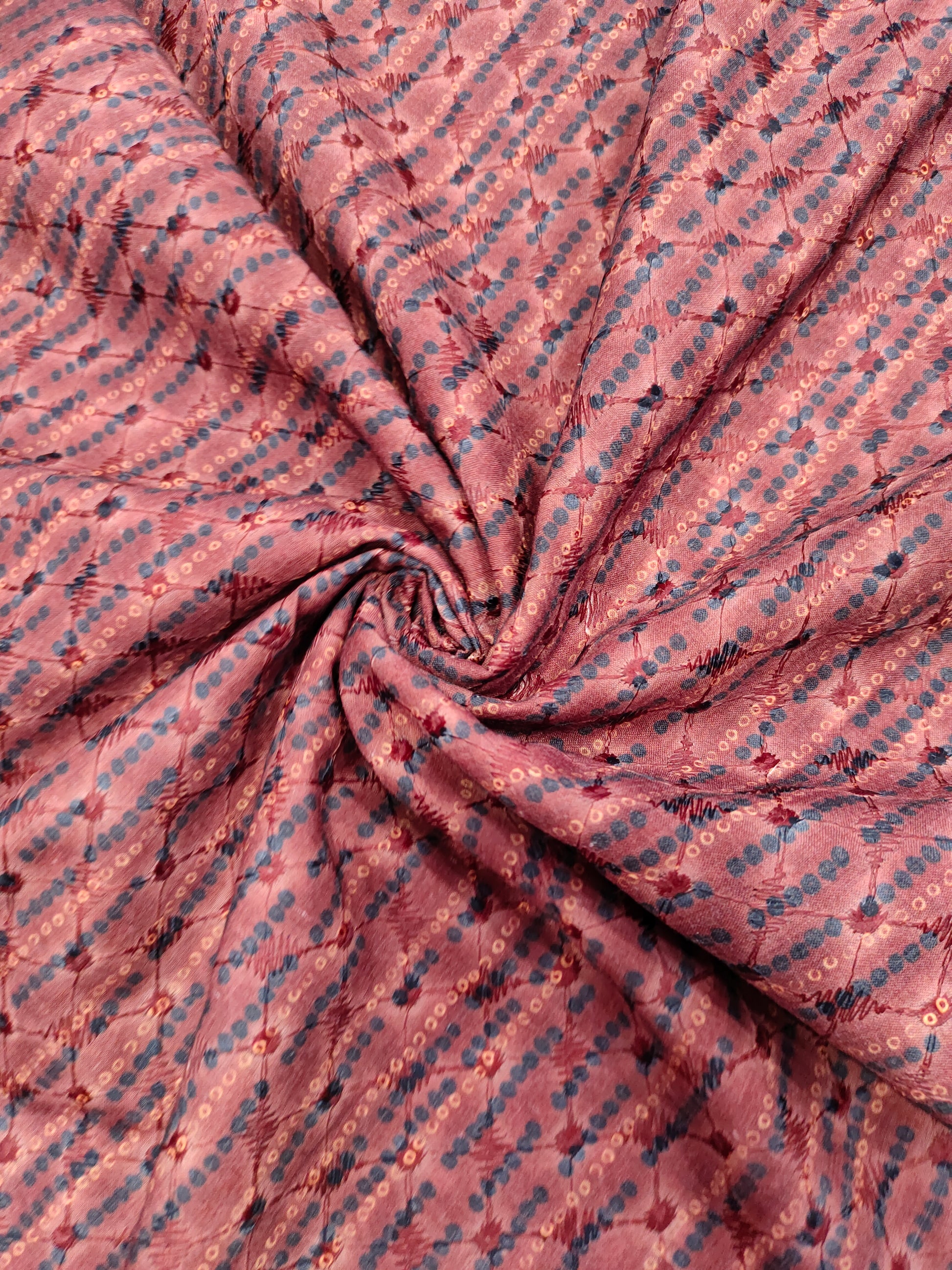 Digital print embroidered fabric