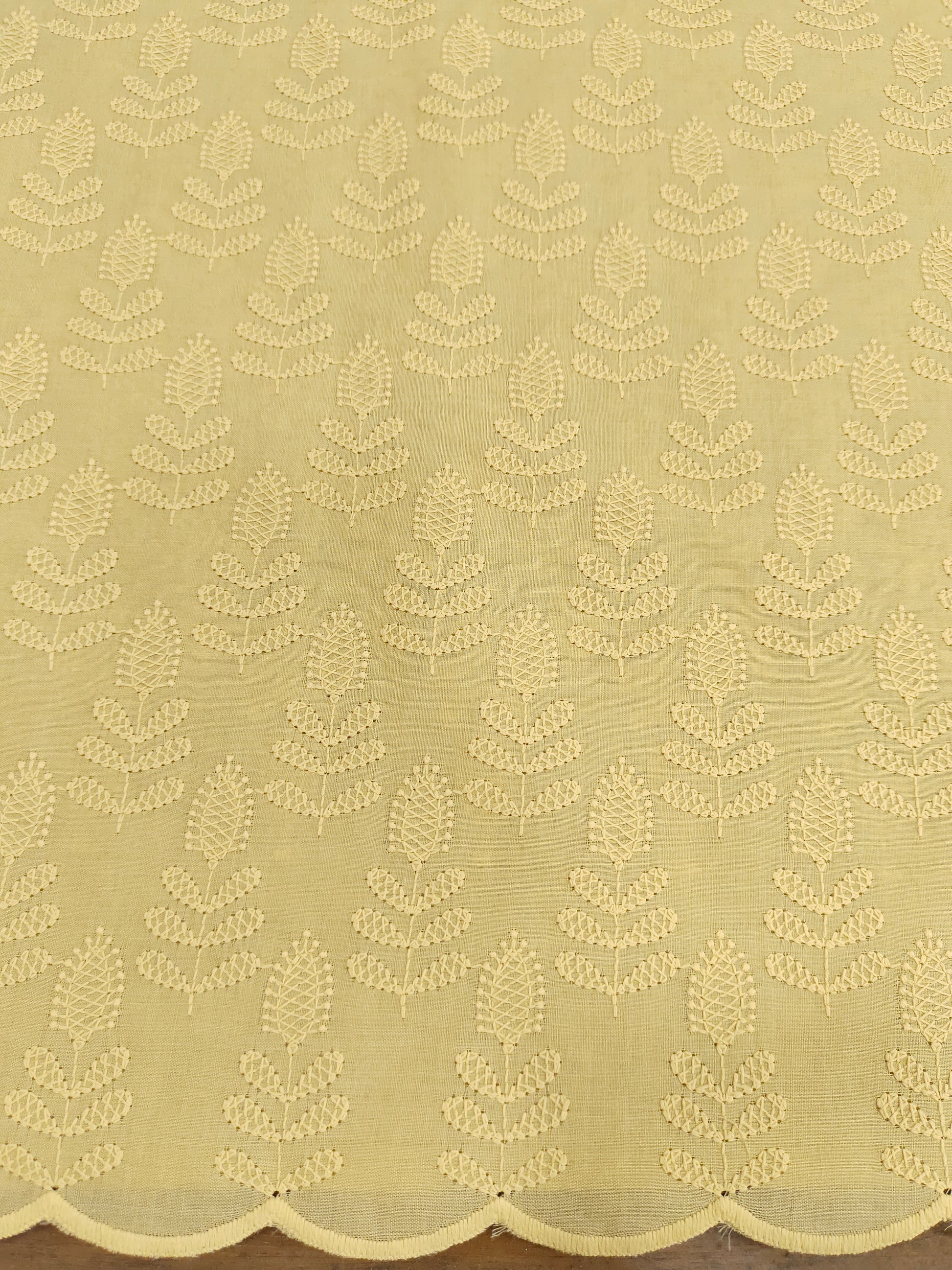 Beige lucknowi type embroidery on cotton fabric