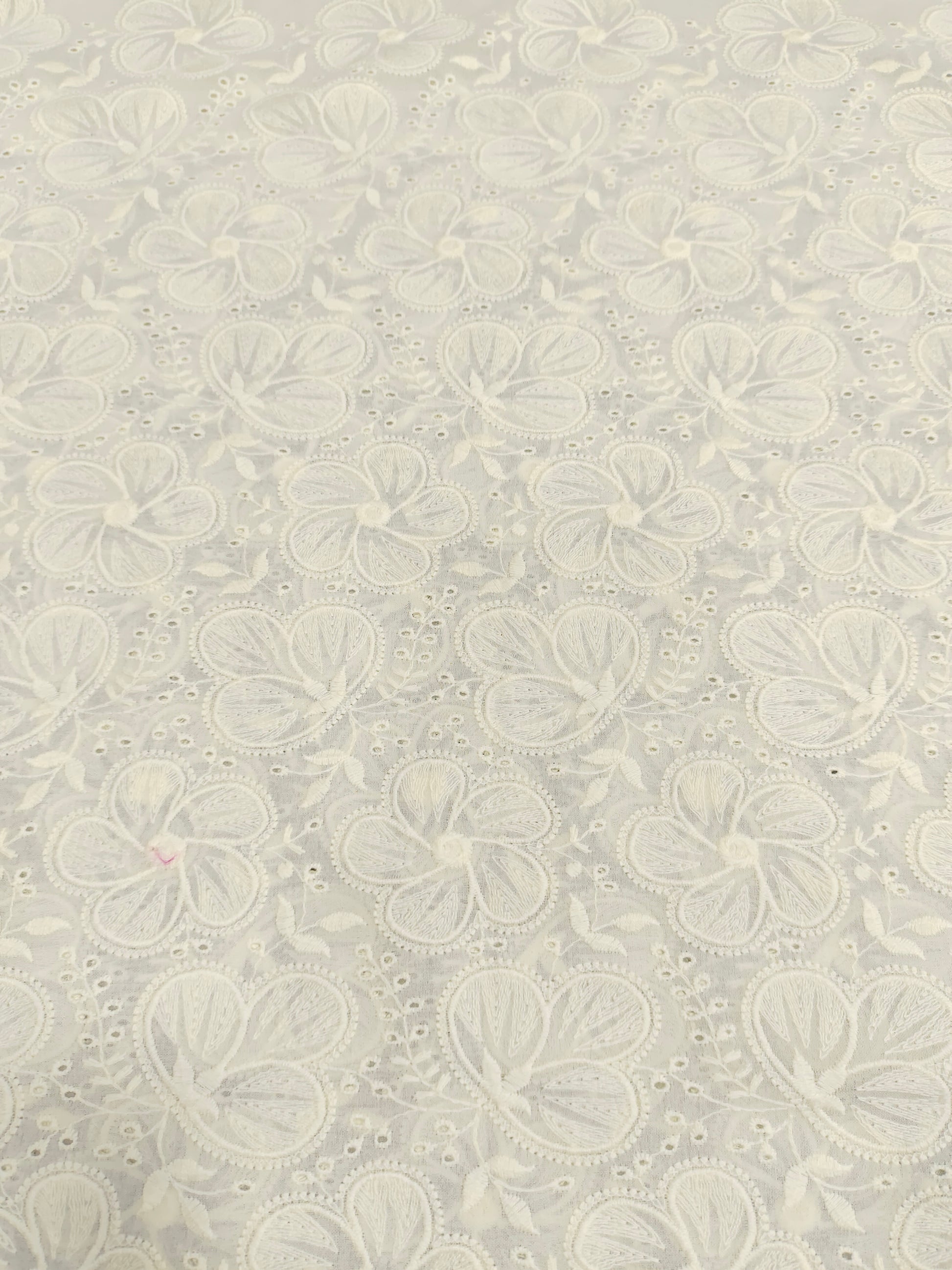 Off white voile with self color embroidery