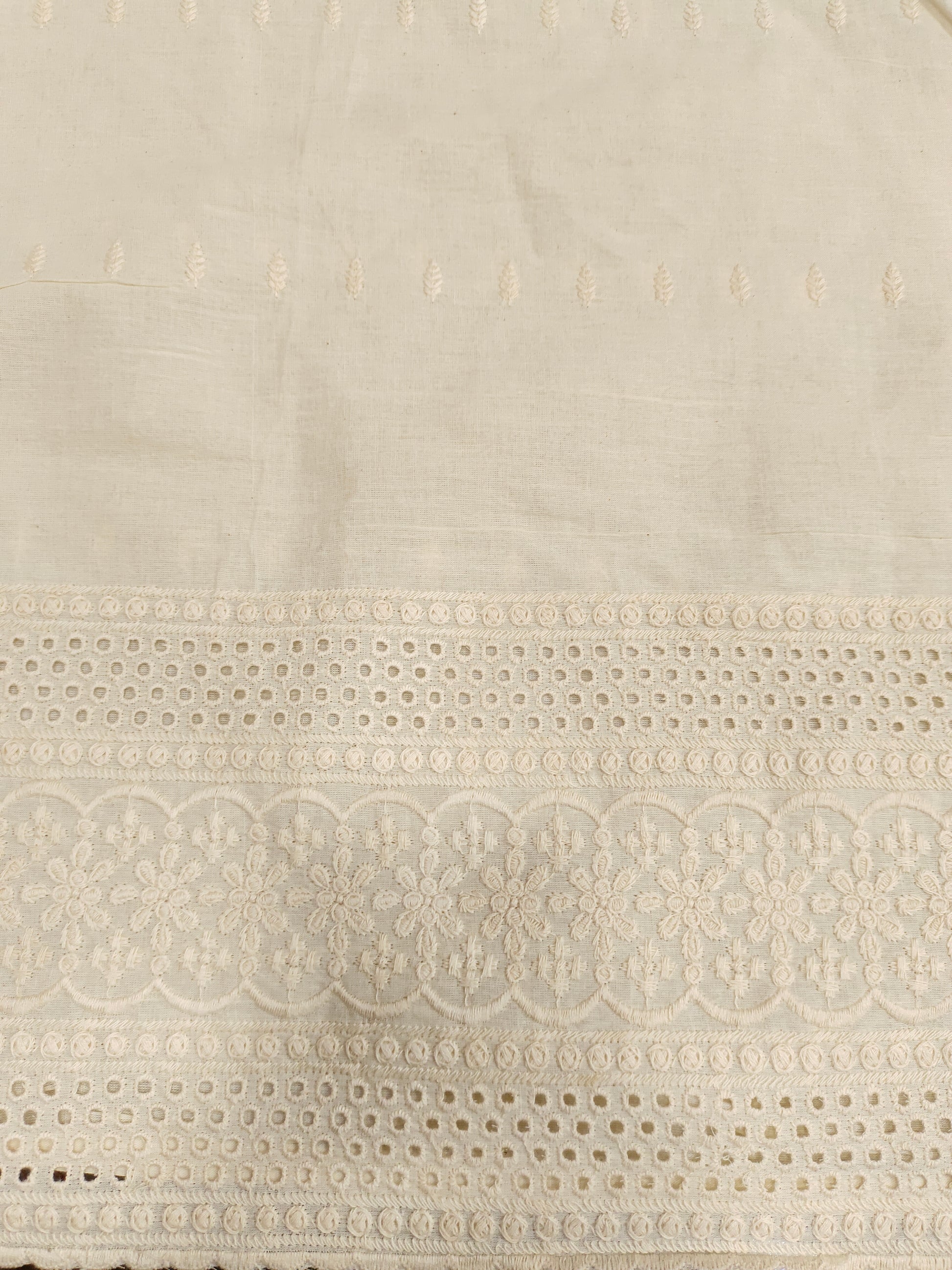 Off white daman embroidered fabric
