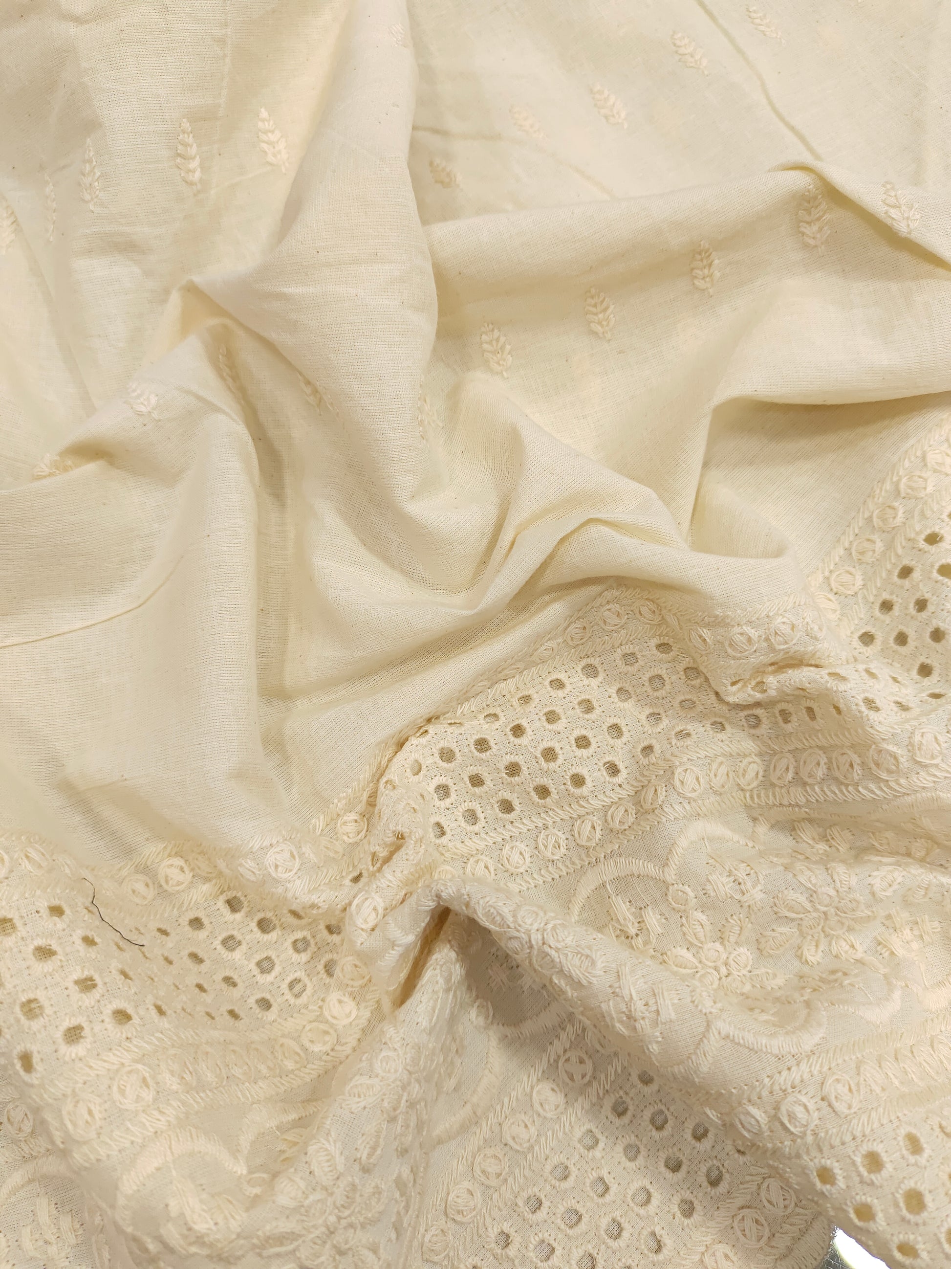 Off white daman embroidered fabric