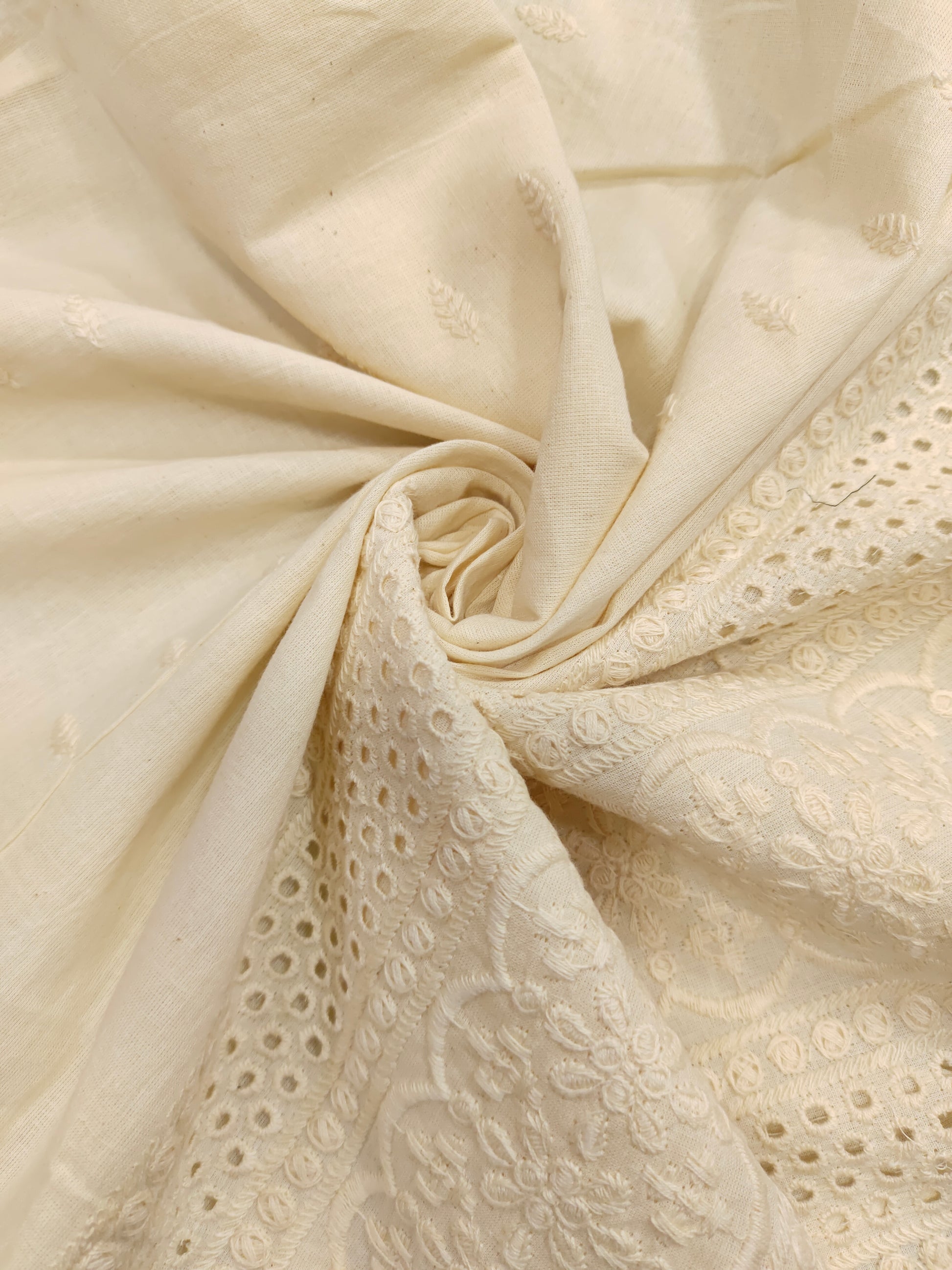 Off white daman embroidered fabric