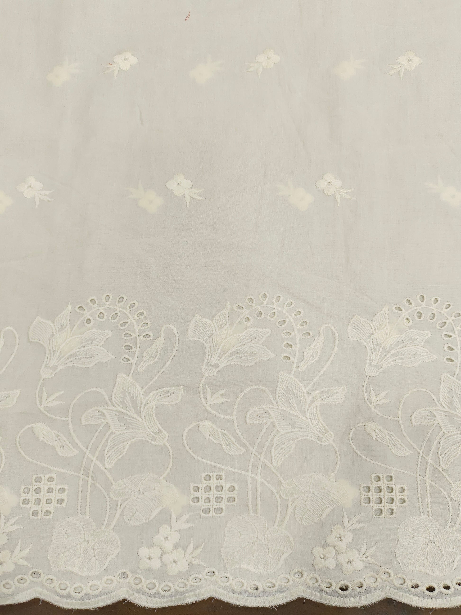 Cream fabric with Daman cut work embroidery