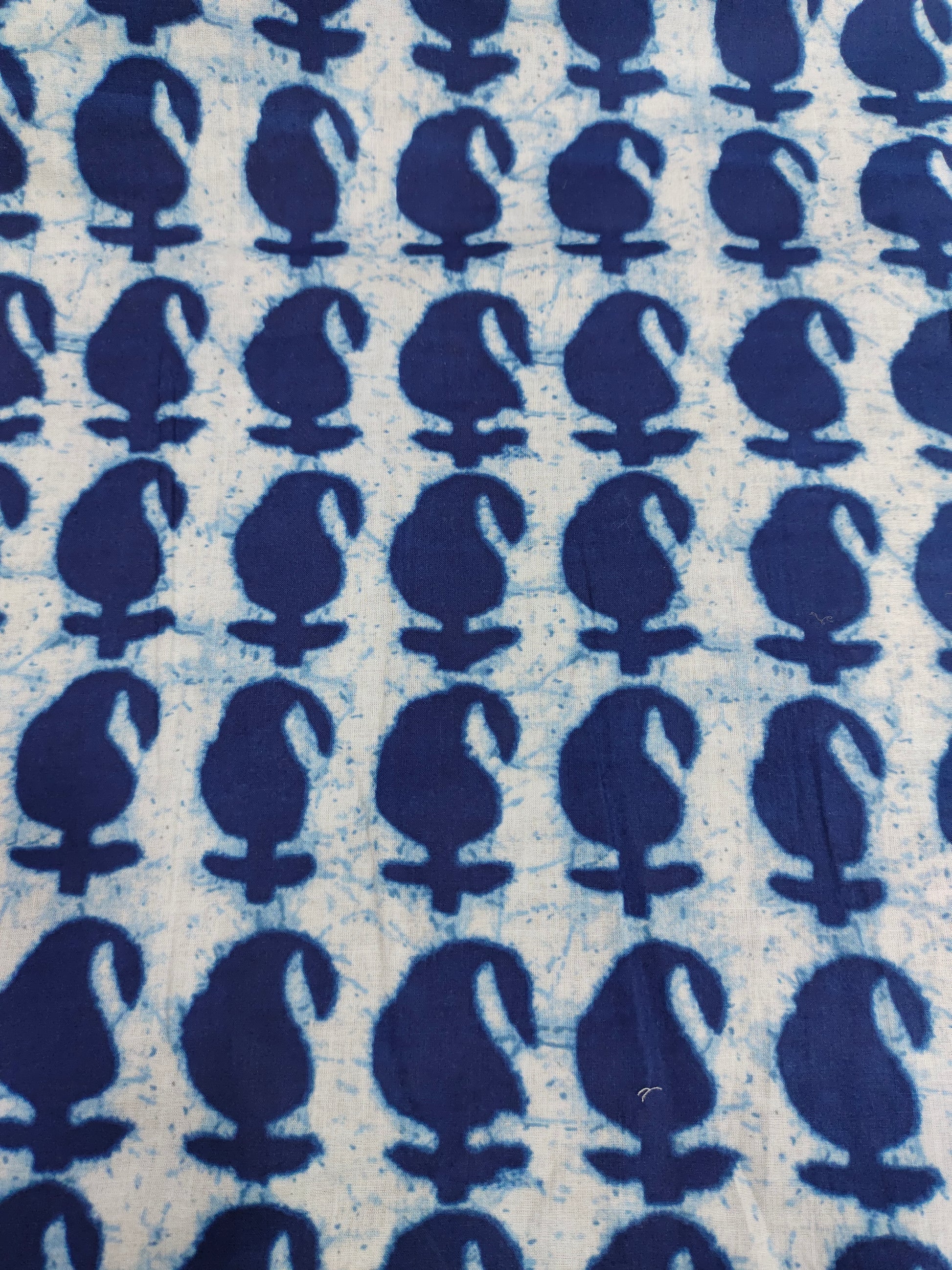 Navy color all over paisley cotton Screen Print