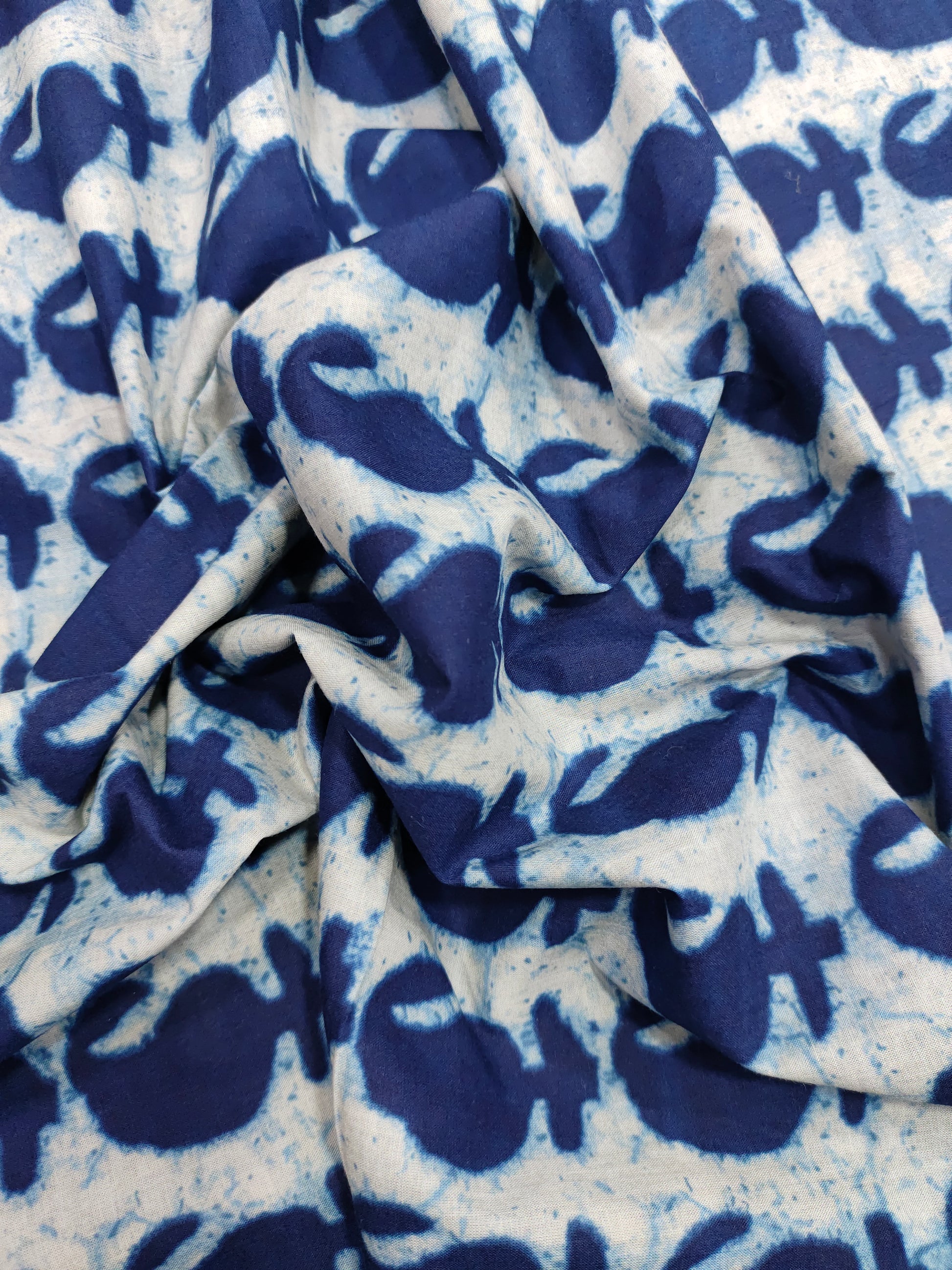 Navy color all over paisley cotton Screen Print