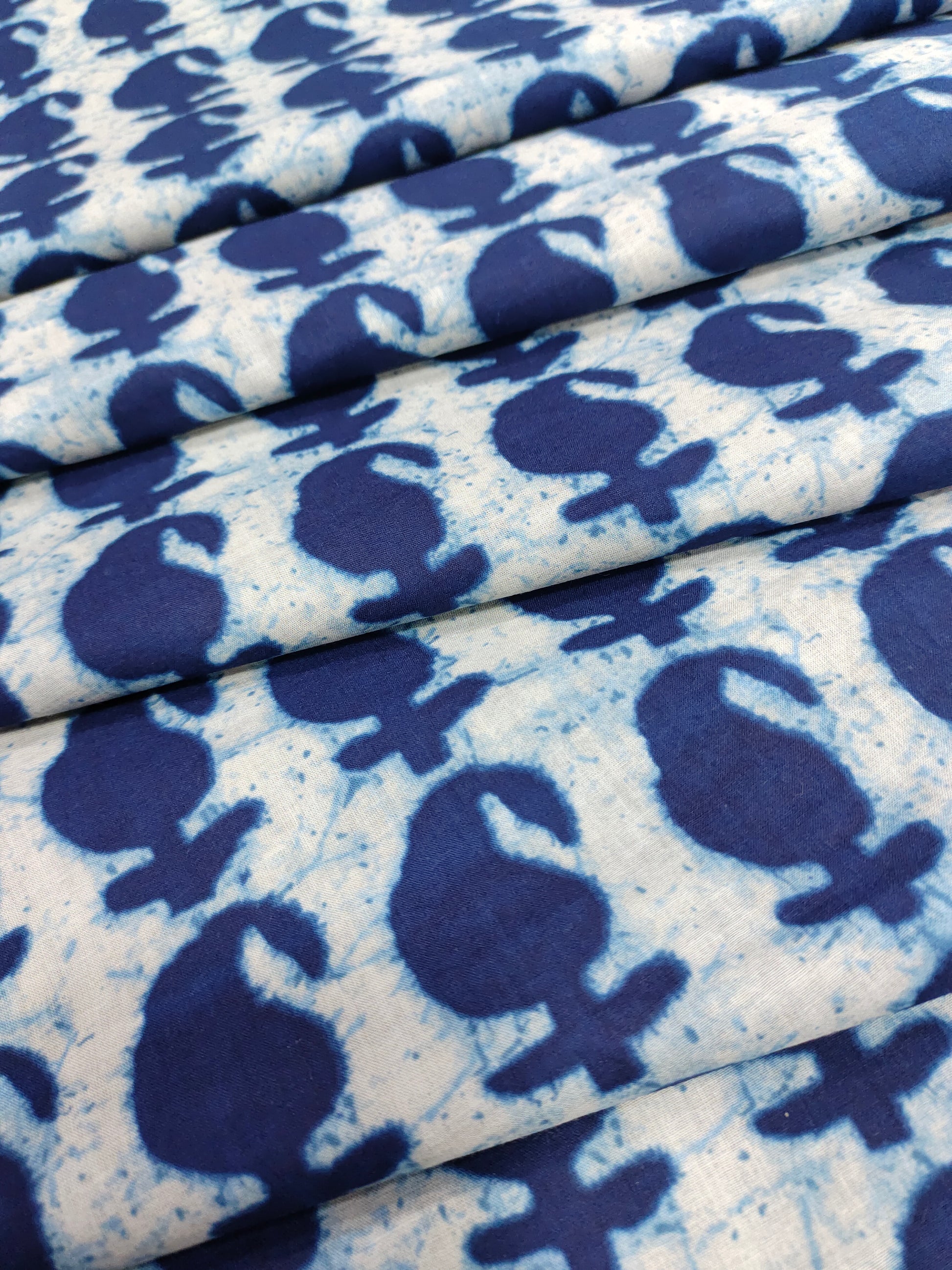 Navy color all over paisley cotton Screen Print