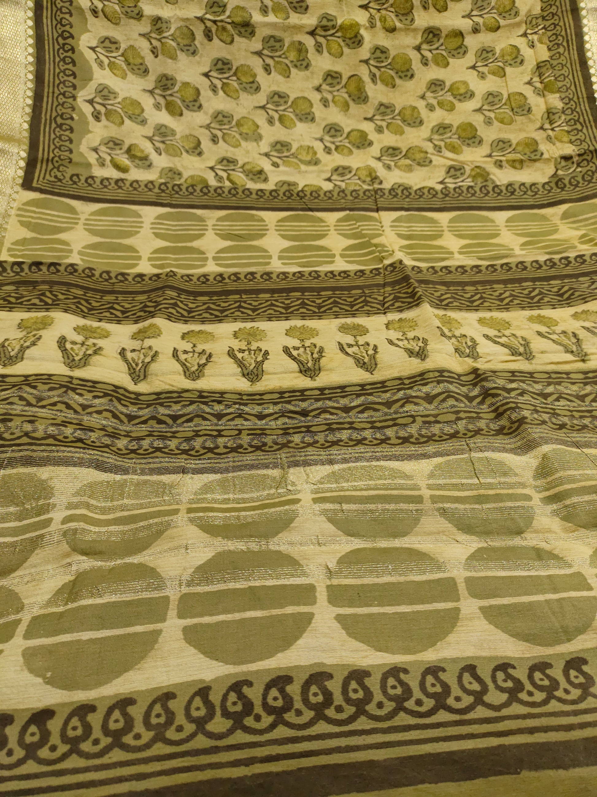 Chanderi silk in ajrak print