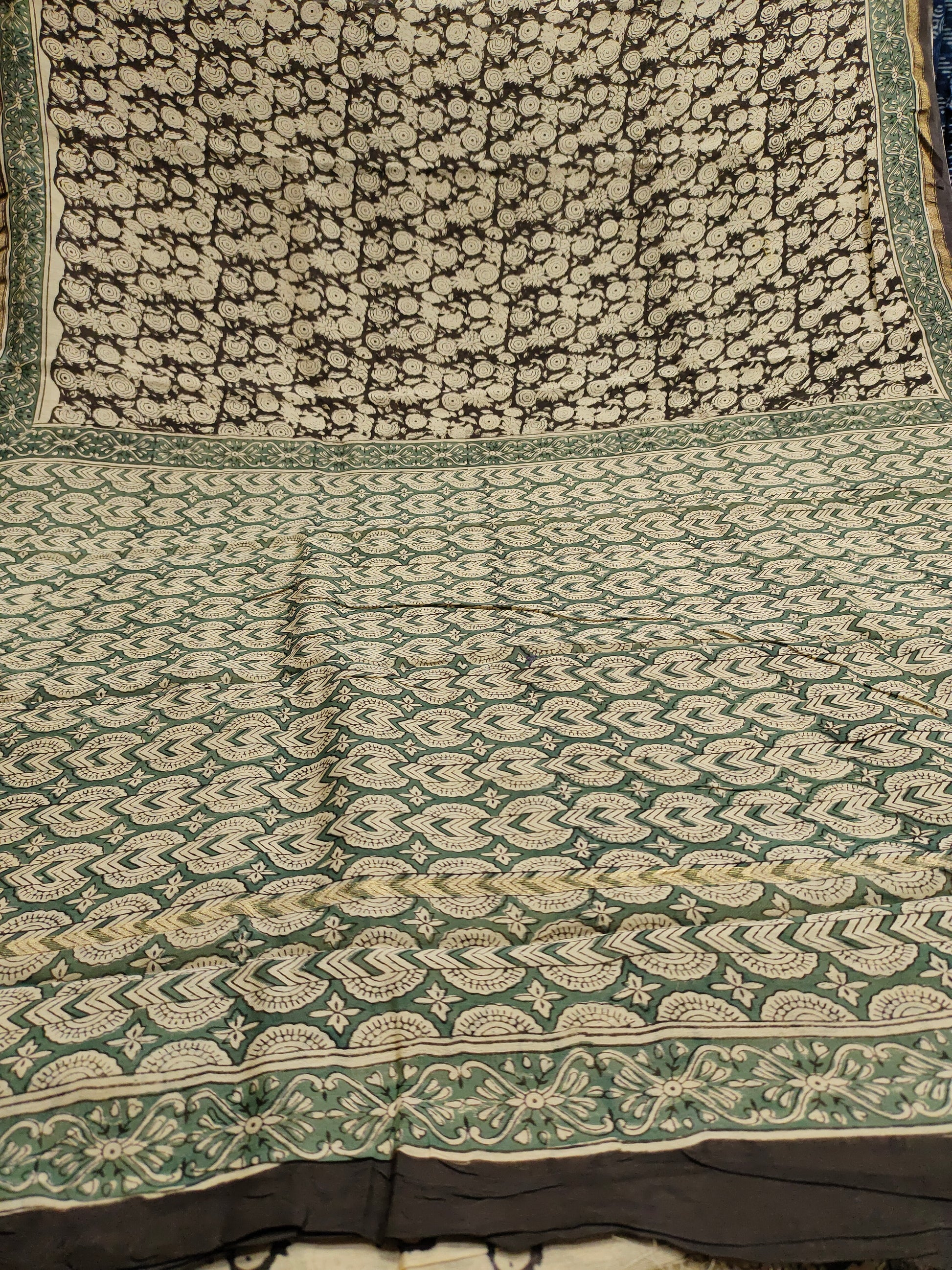 Chanderi silk in bagru print