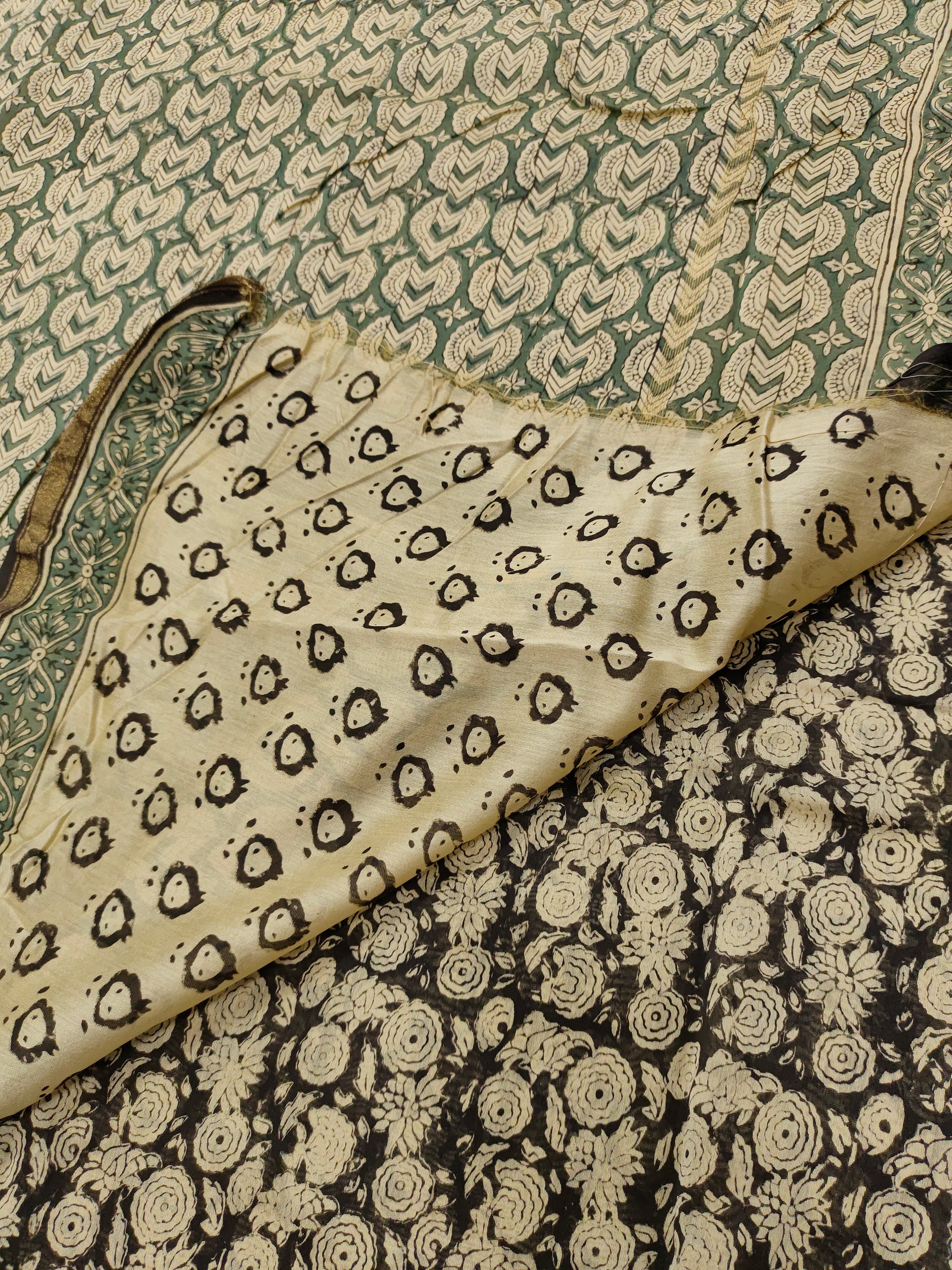 Chanderi silk in bagru print