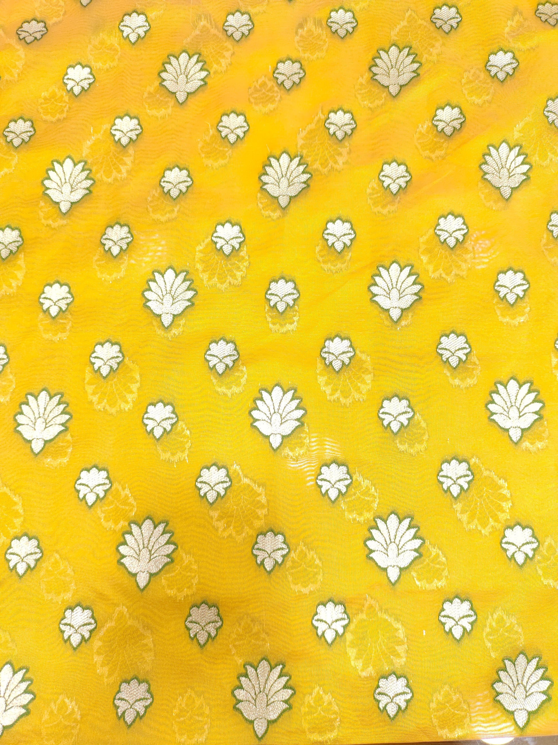 Chanderi silk mango yellow fabric