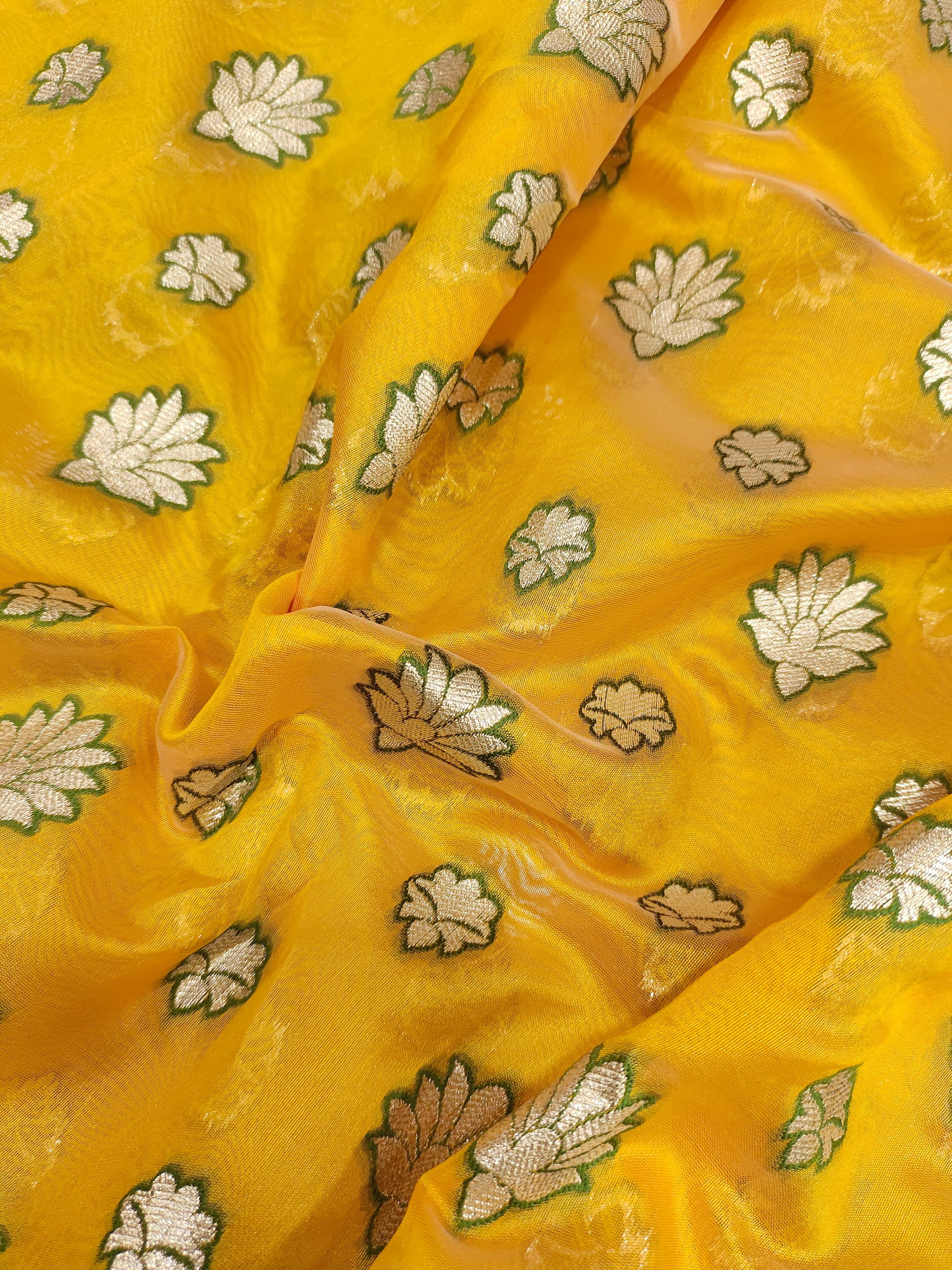 Chanderi silk mango yellow fabric