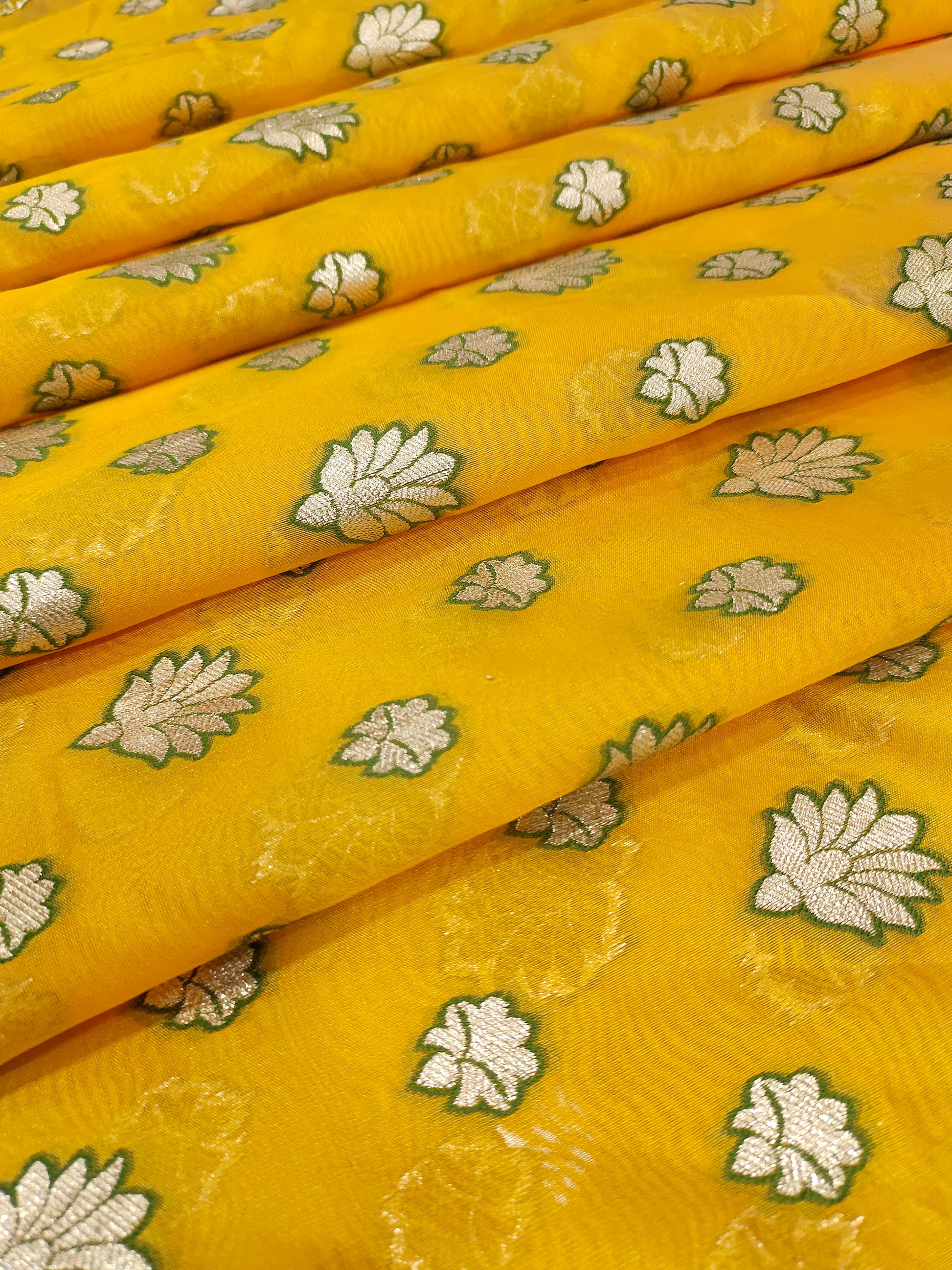 Chanderi silk mango yellow fabric