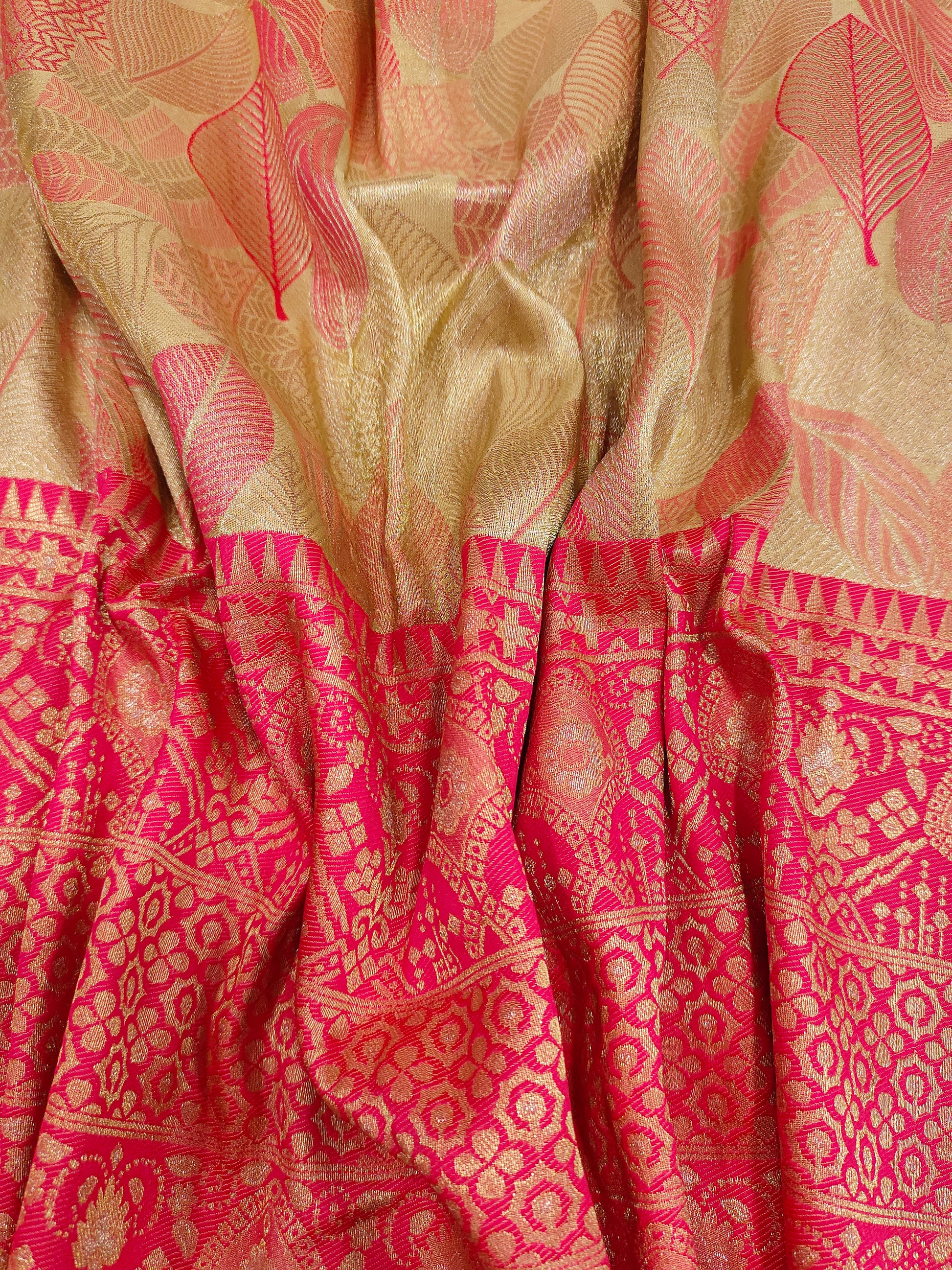 Beige with tomato banarasi brocade