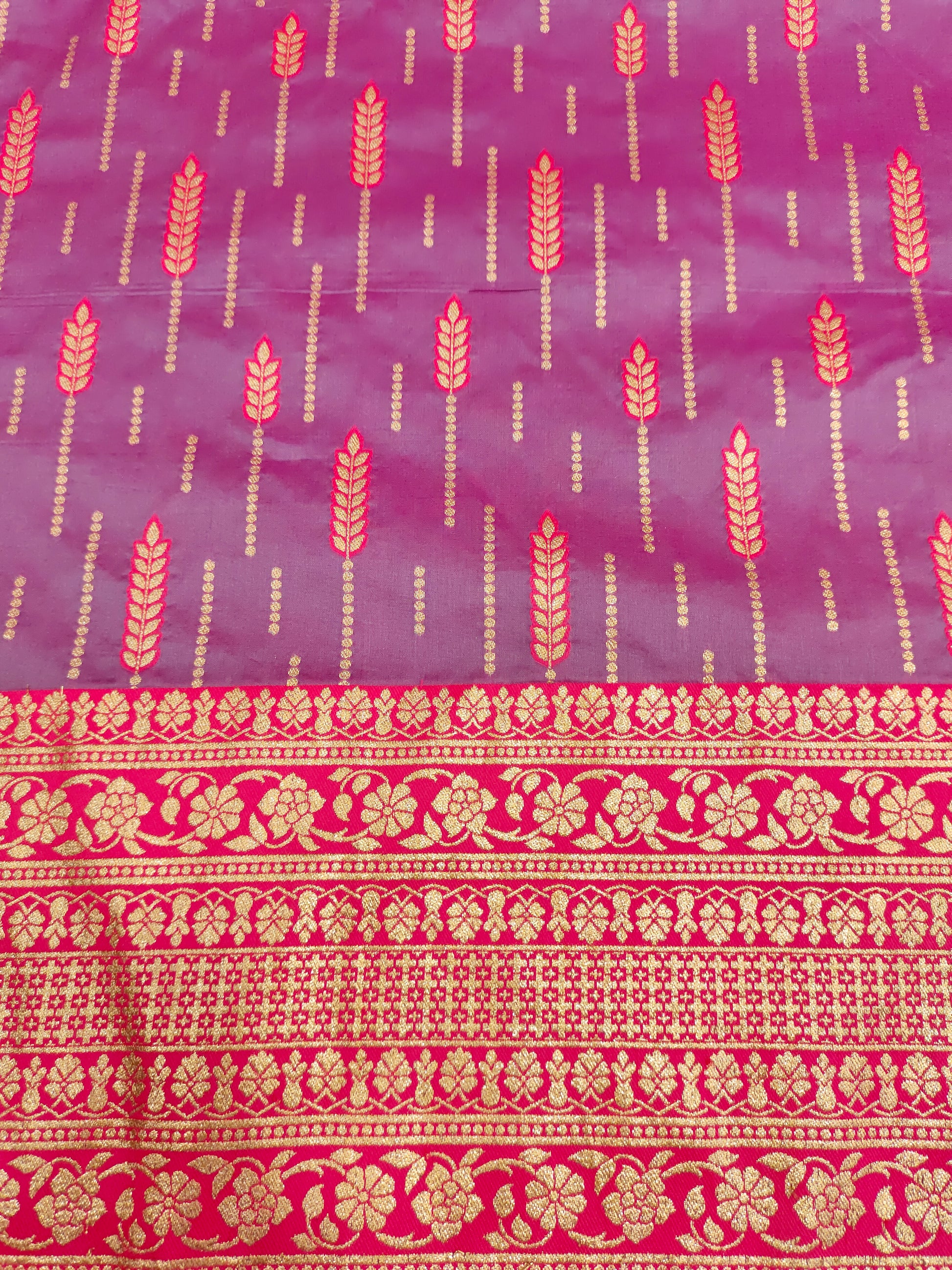Majenta pink brocade with rani and gold border