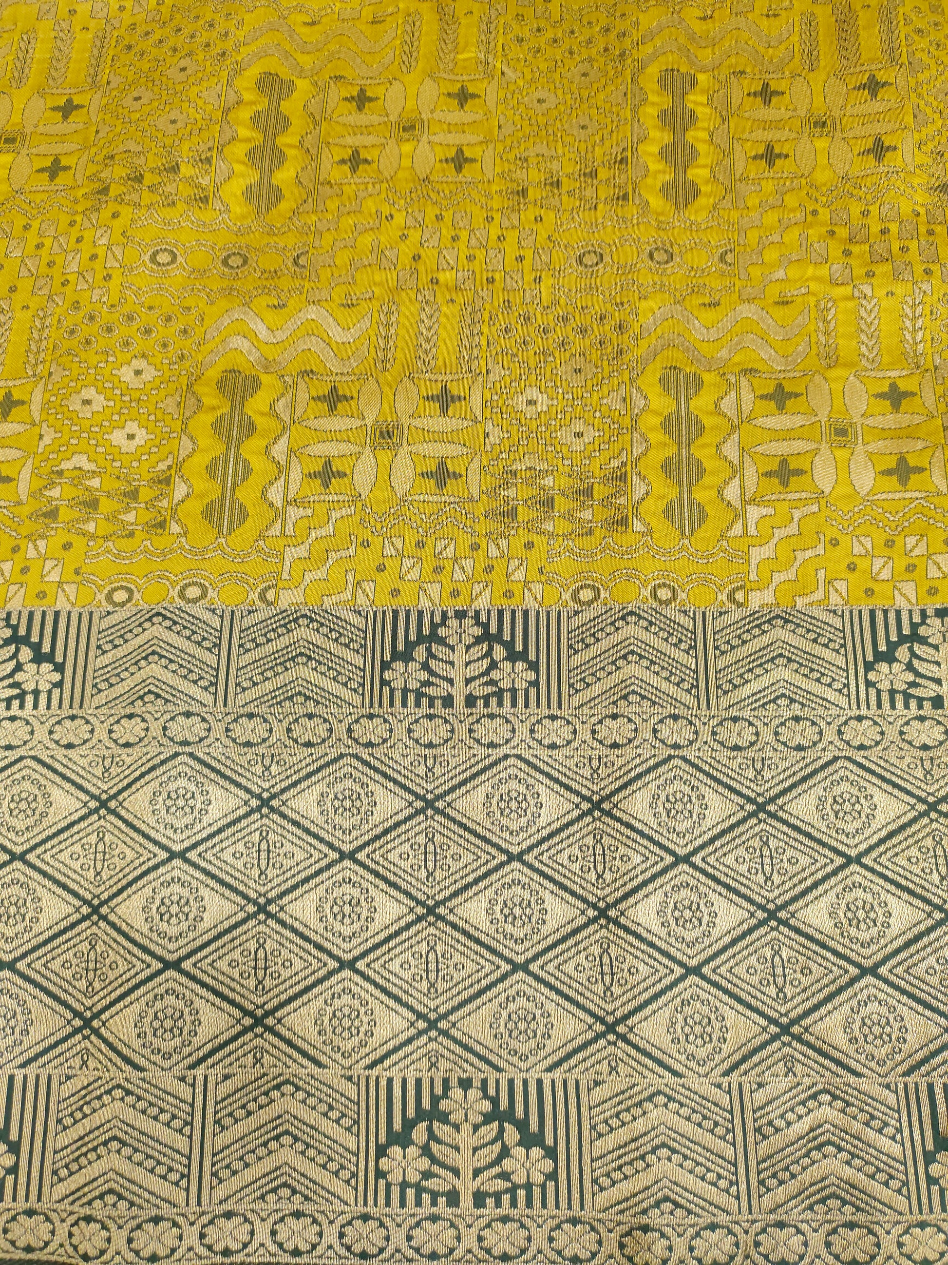 Mehendi brocade with dark green and gold weave