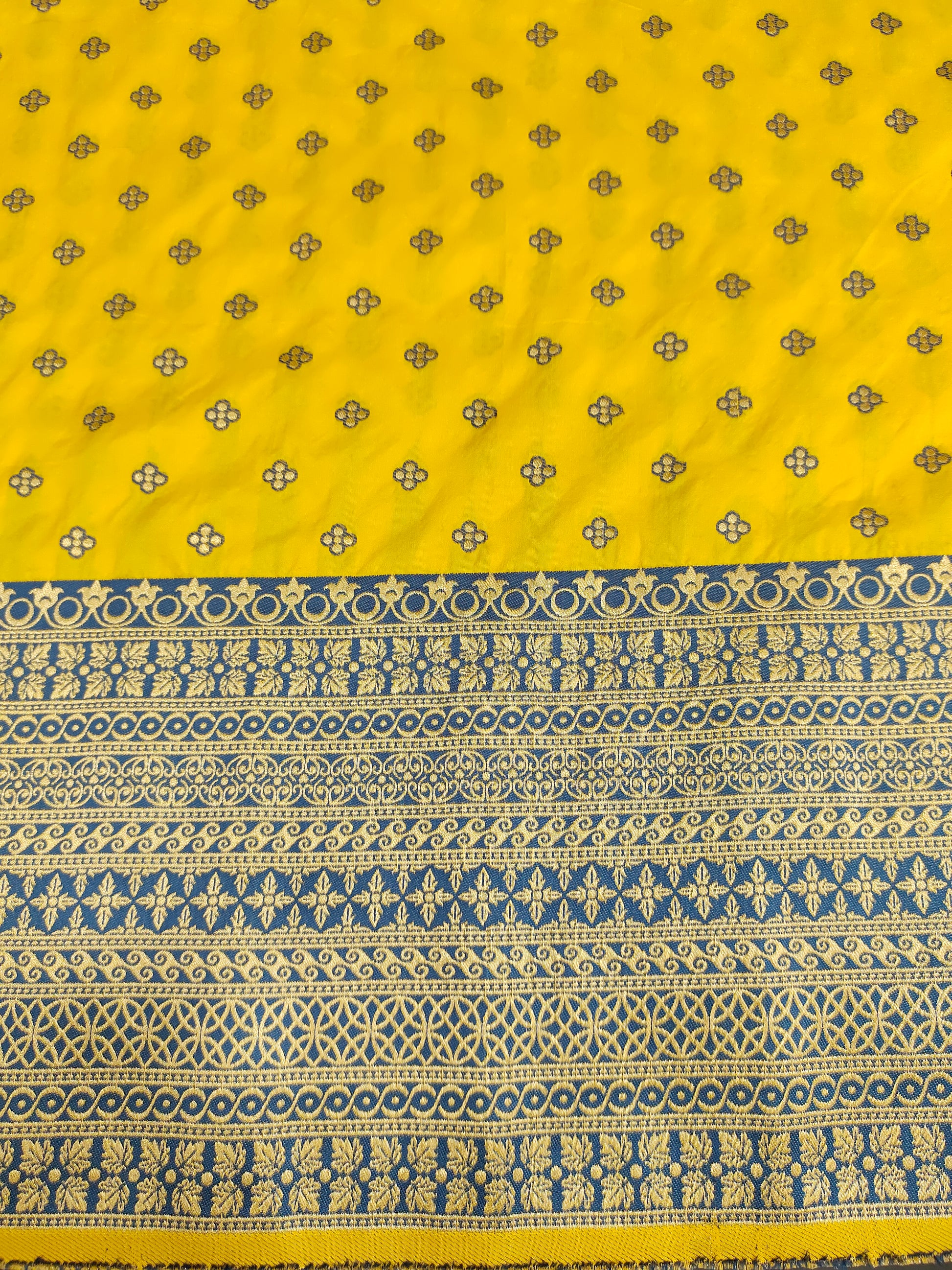 Banarasi silk with border yellow color