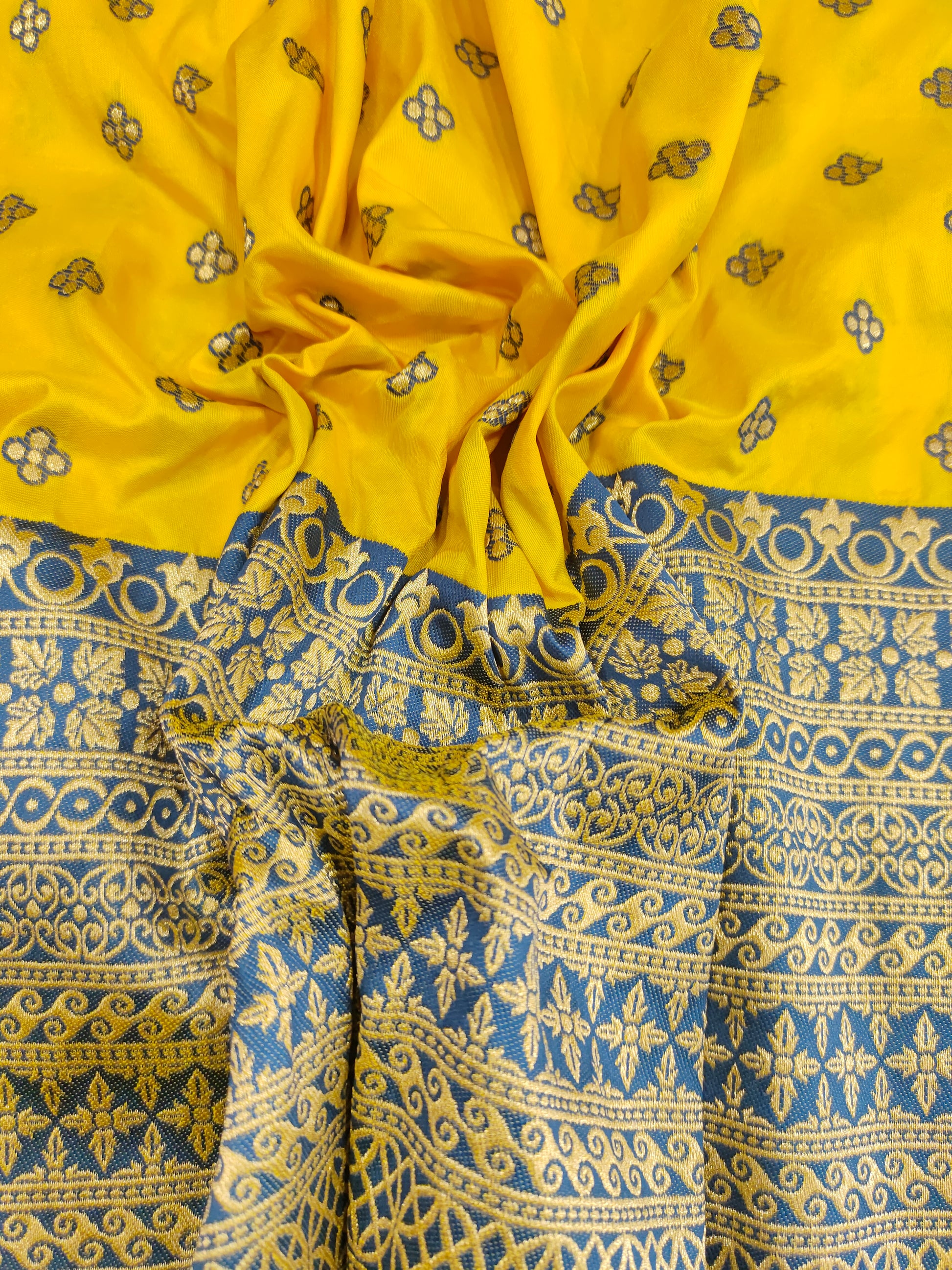 Banarasi silk with border yellow color
