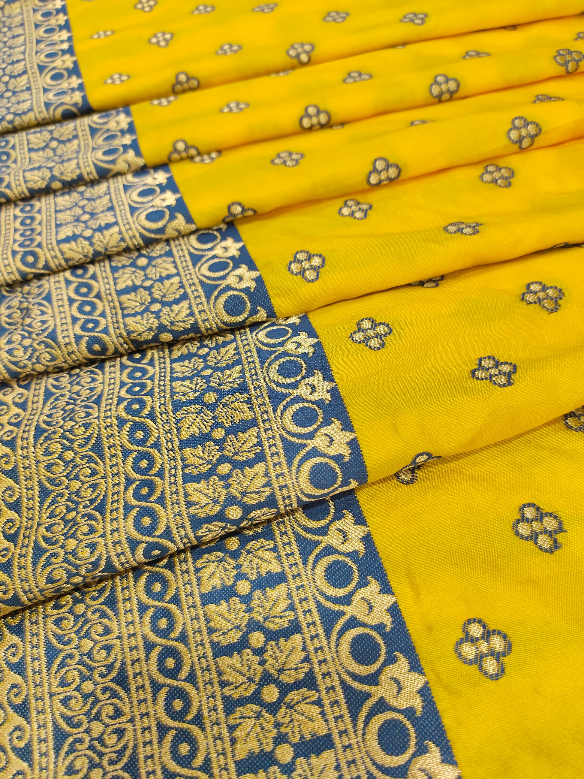 Banarasi silk with border yellow color