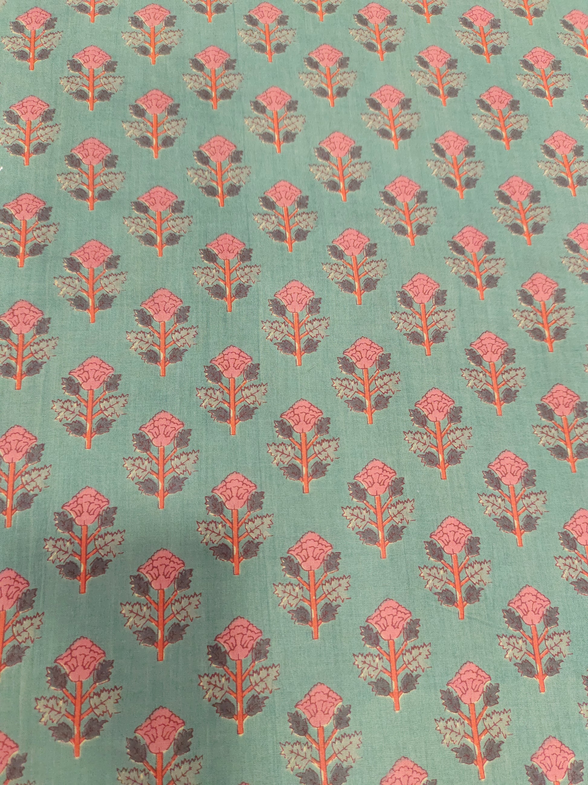 Green base with tomato floral print