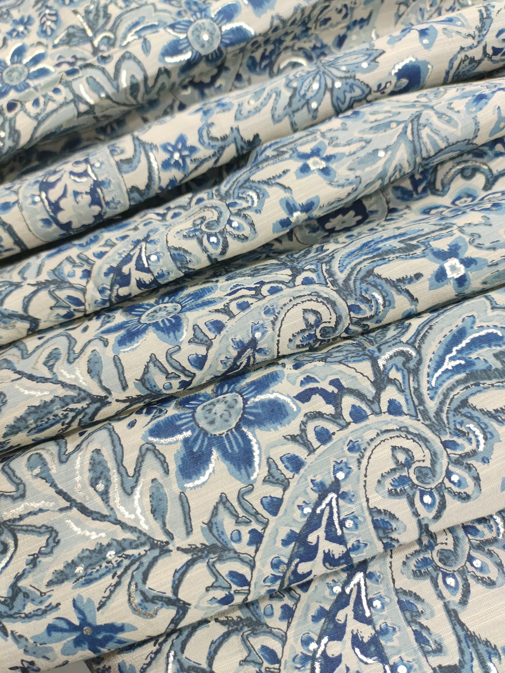 beige maslin with navy and gold foil