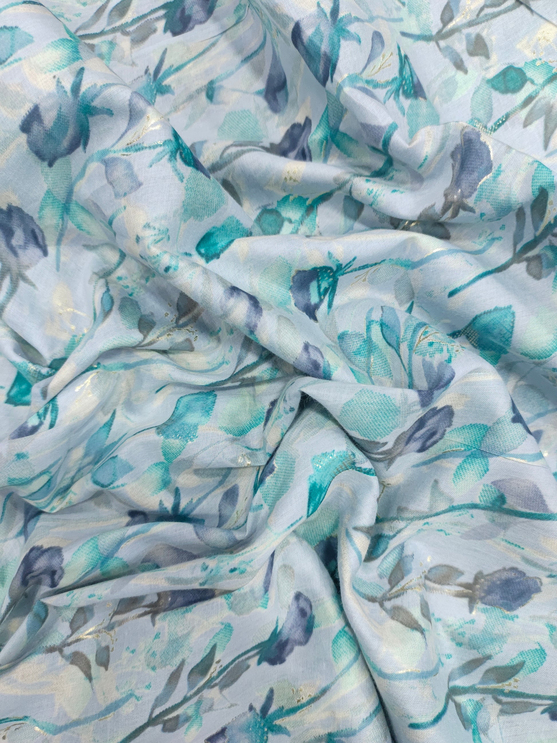 Light Grey with green mull cotton foil