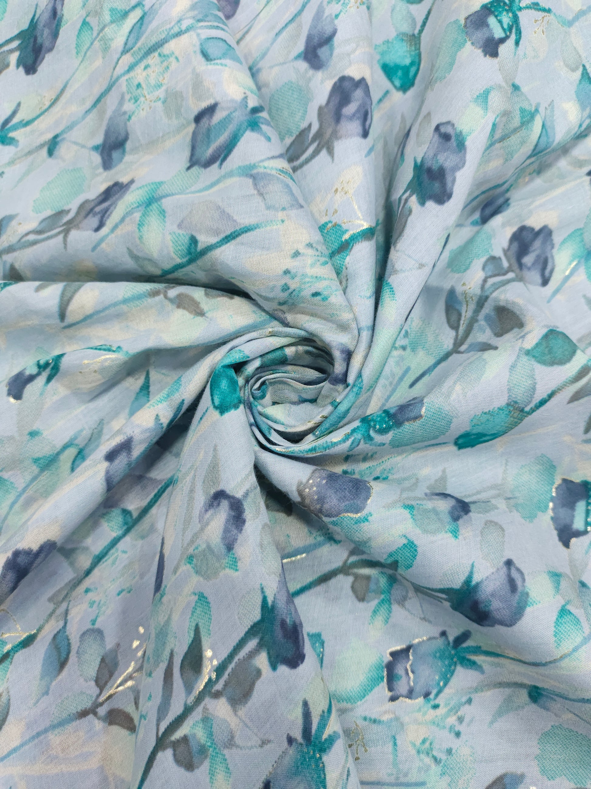 Light Grey with green mull cotton foil