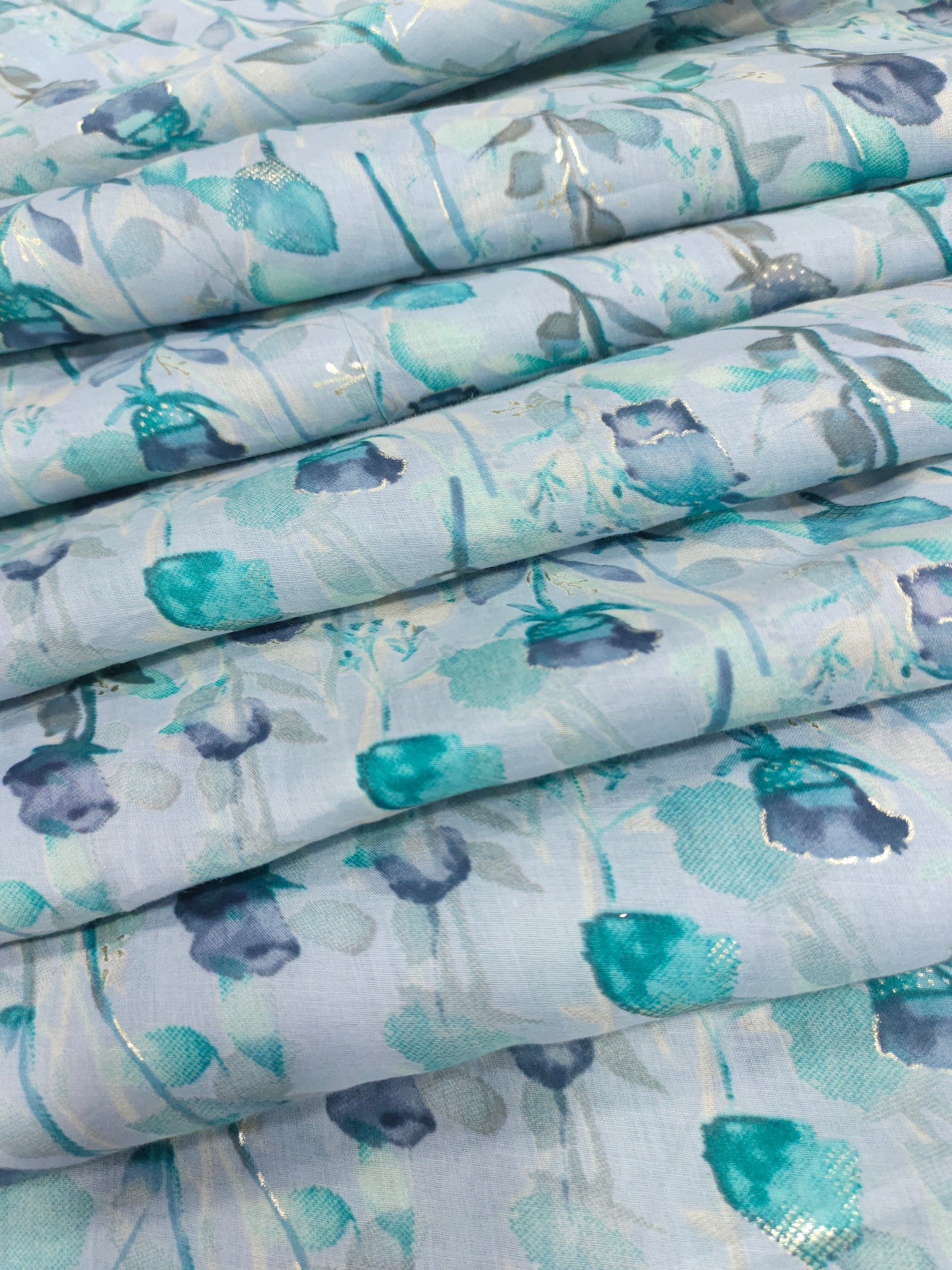 Light Grey with green mull cotton foil