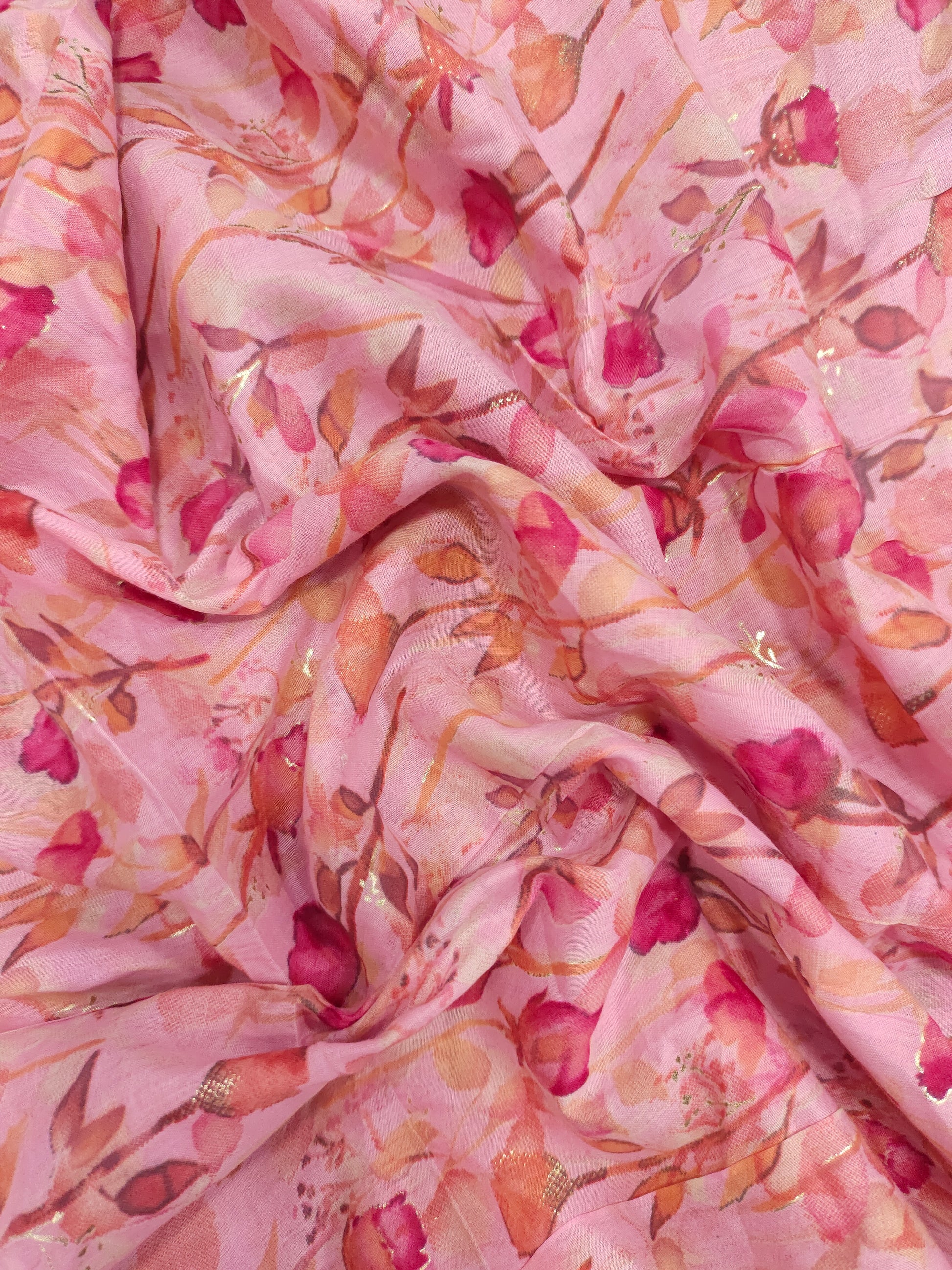 Pink with rani mull cotton foil