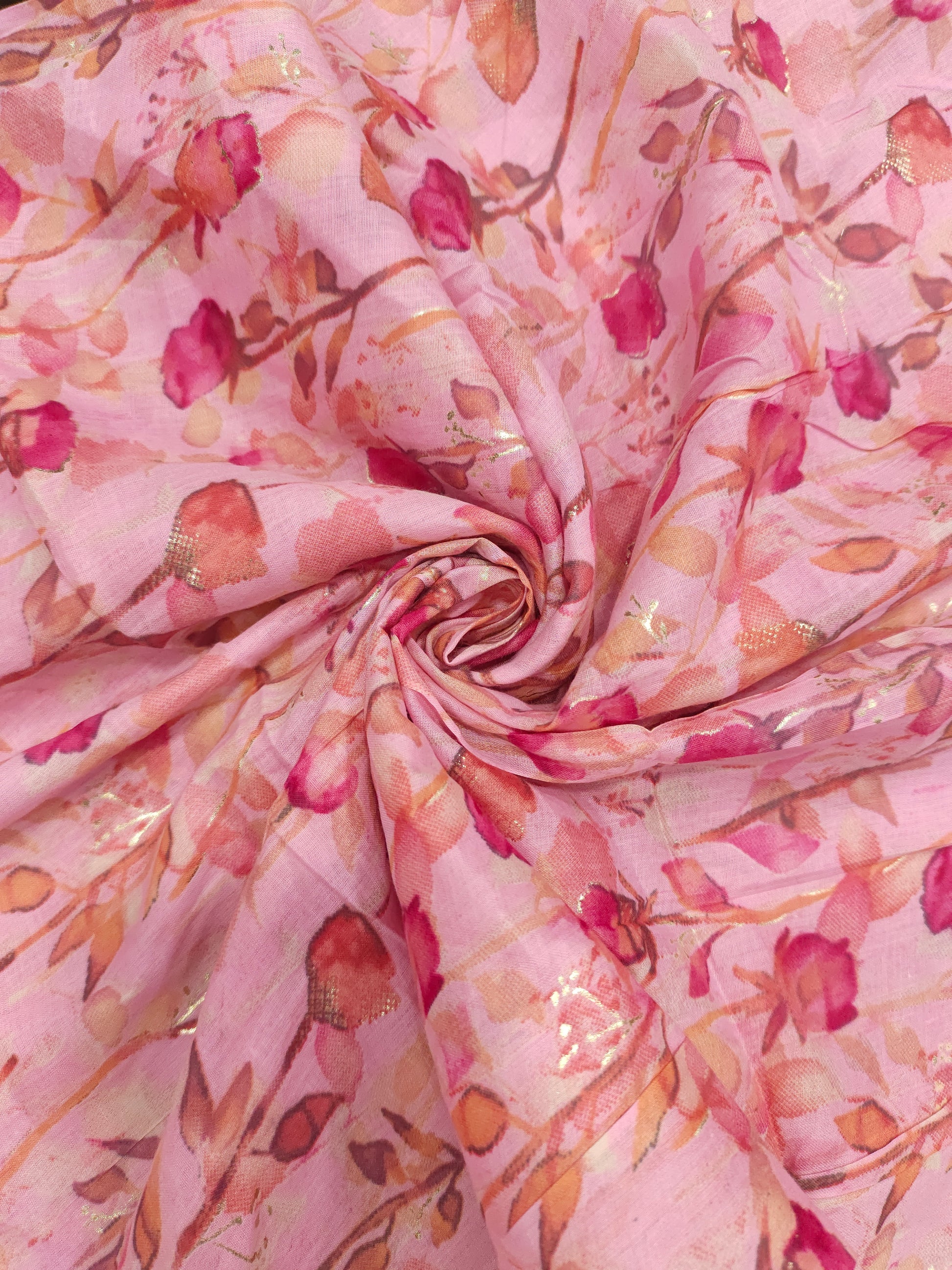 Pink with rani mull cotton foil