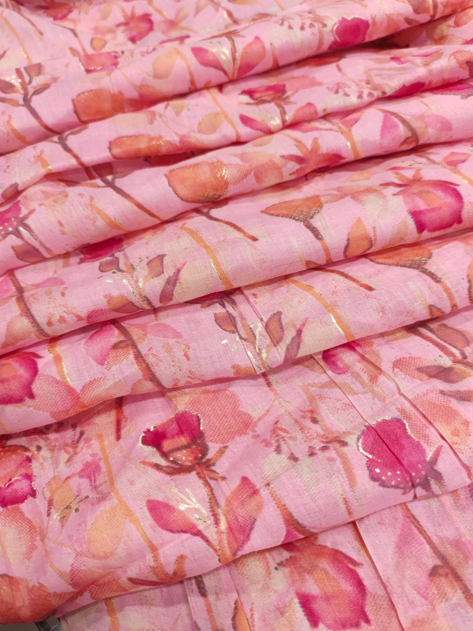 Pink with rani mull cotton foil