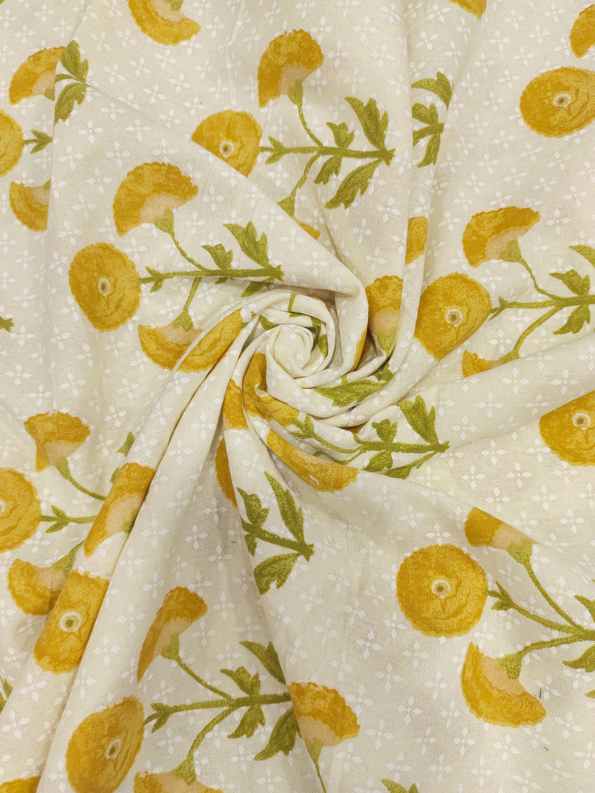 Yellow flex meera floral motifs print