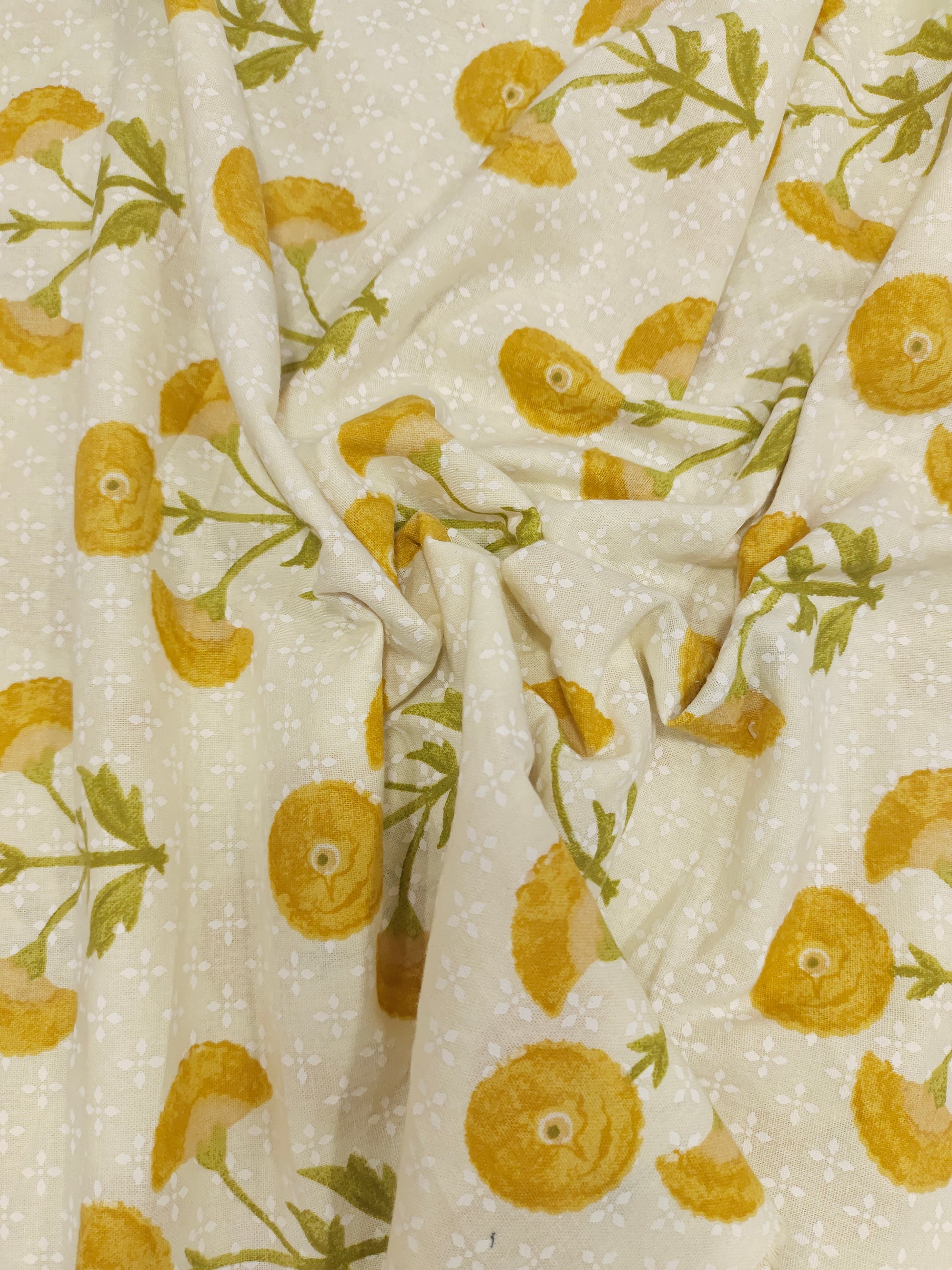 Yellow flex meera floral motifs print