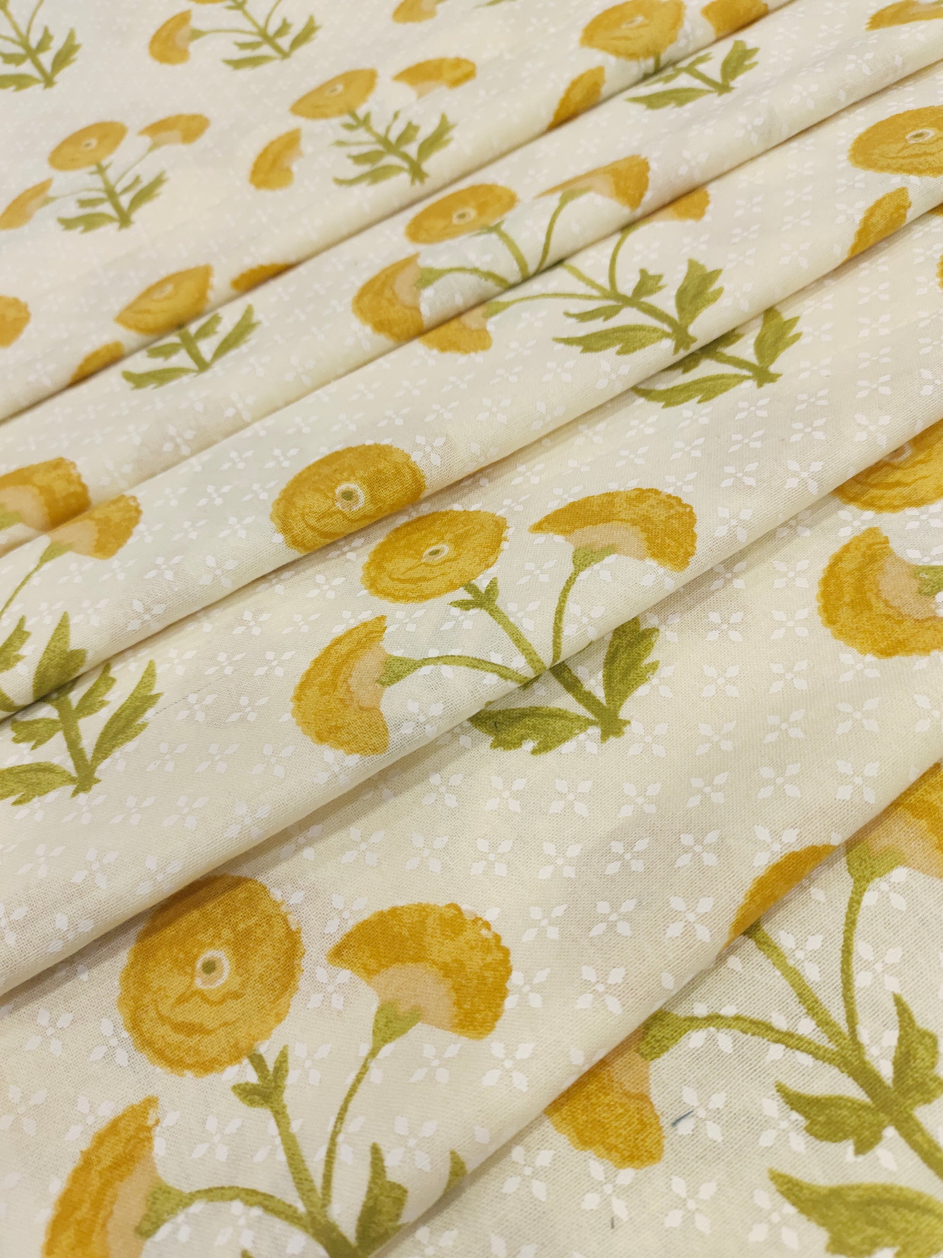 Yellow flex meera floral motifs print