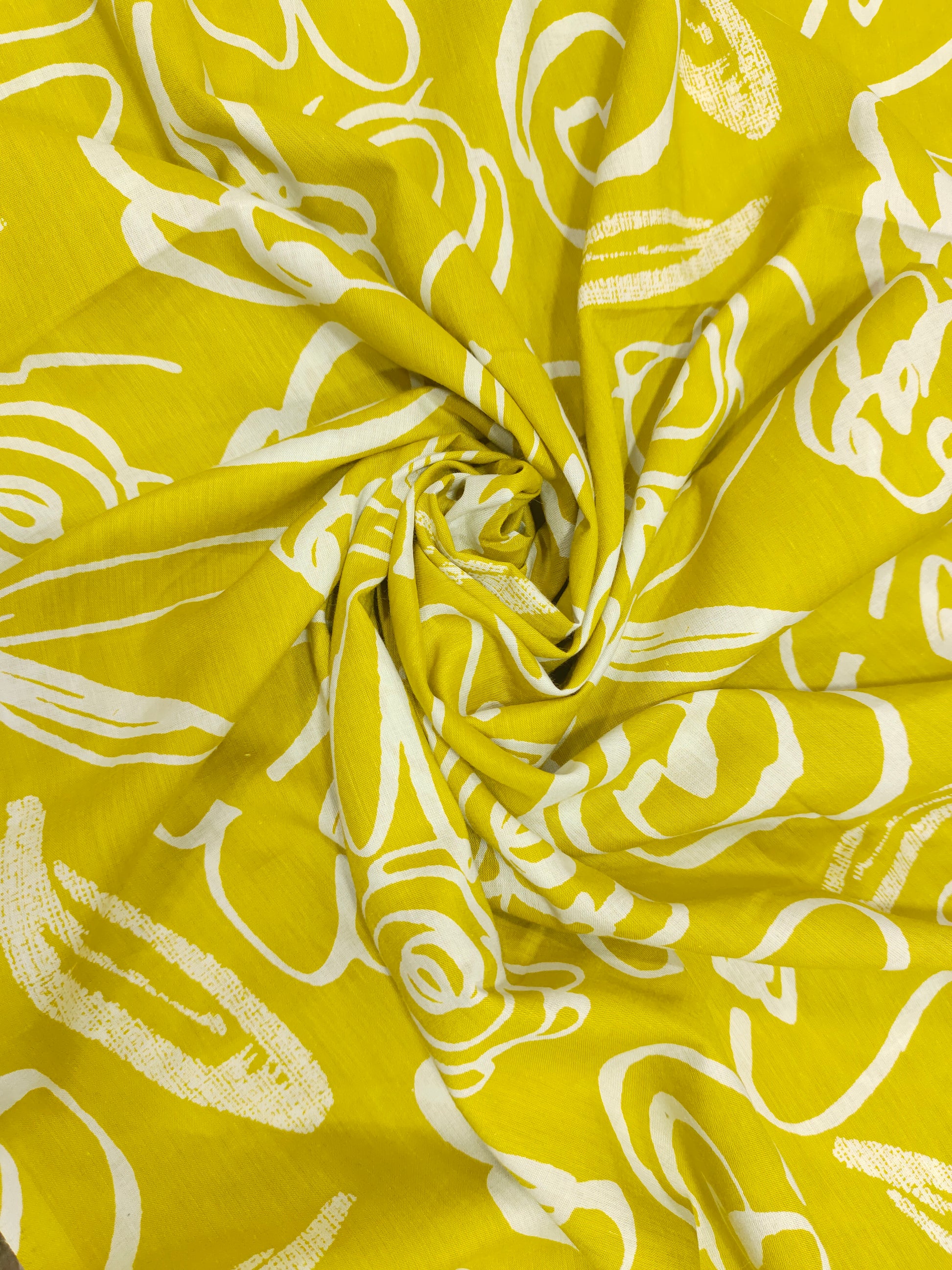 Banana cotton discharge print yellow color