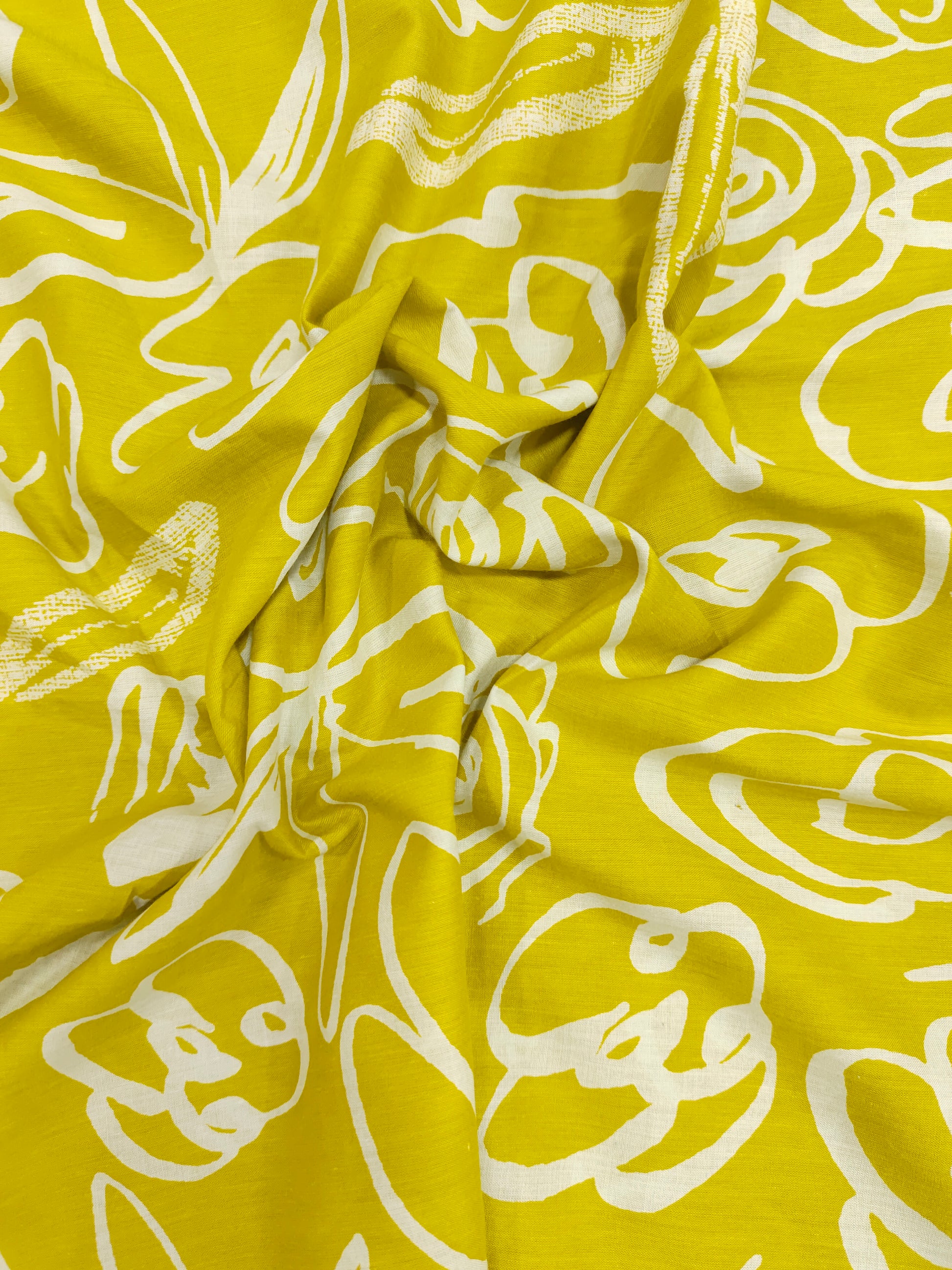 Banana cotton discharge print yellow color