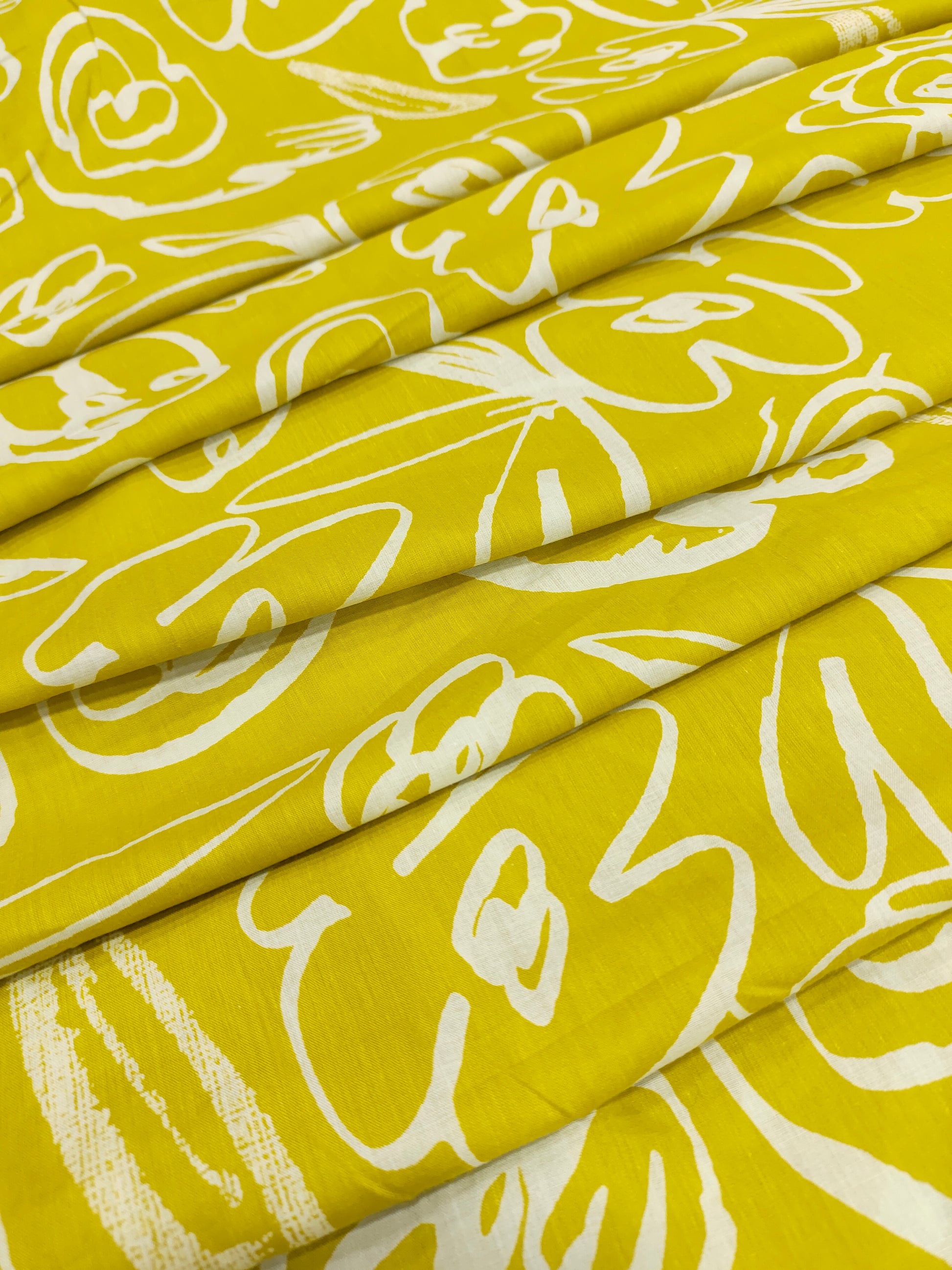 Banana cotton discharge print yellow color