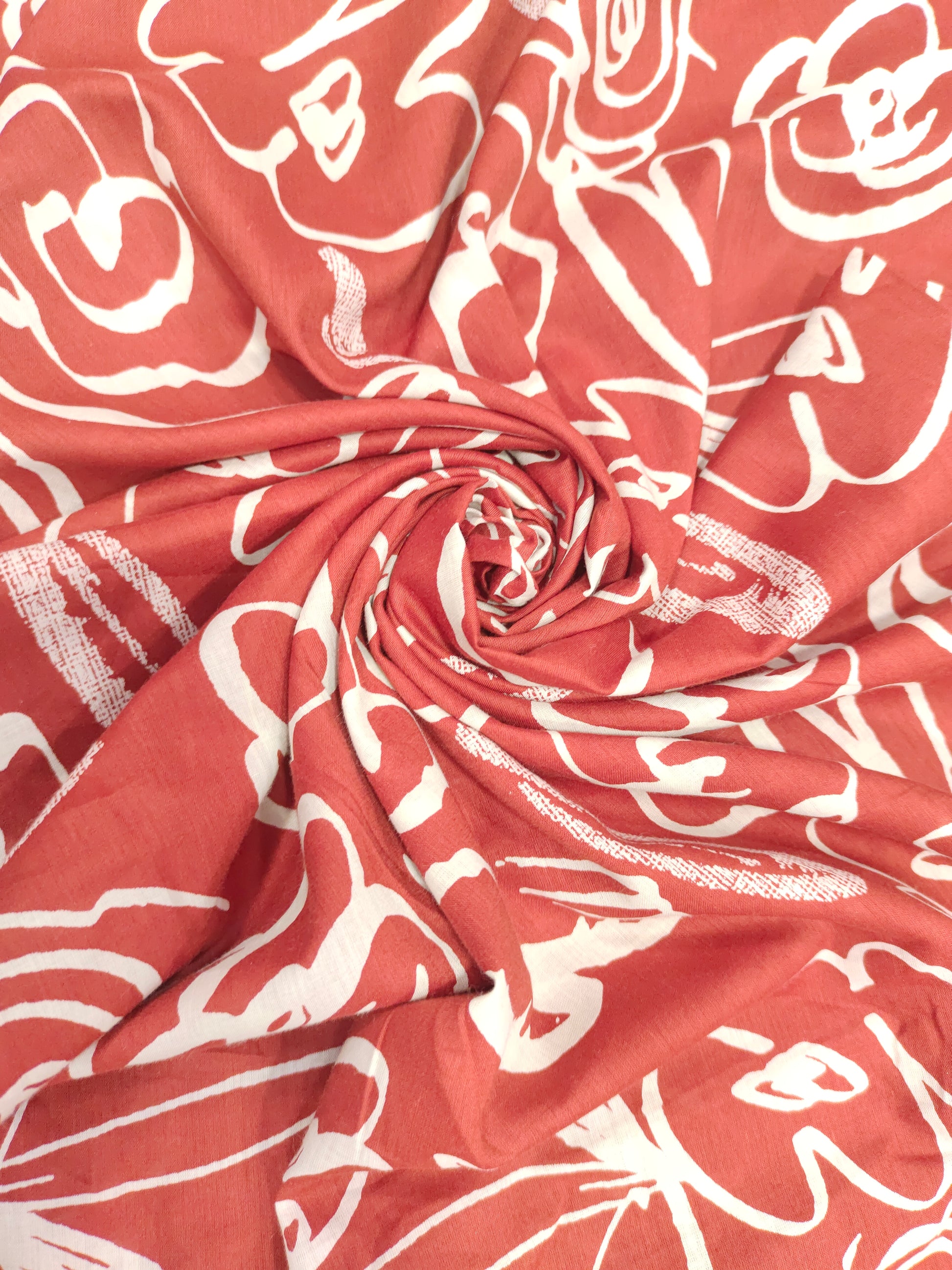 Banana cotton discharge print rust color