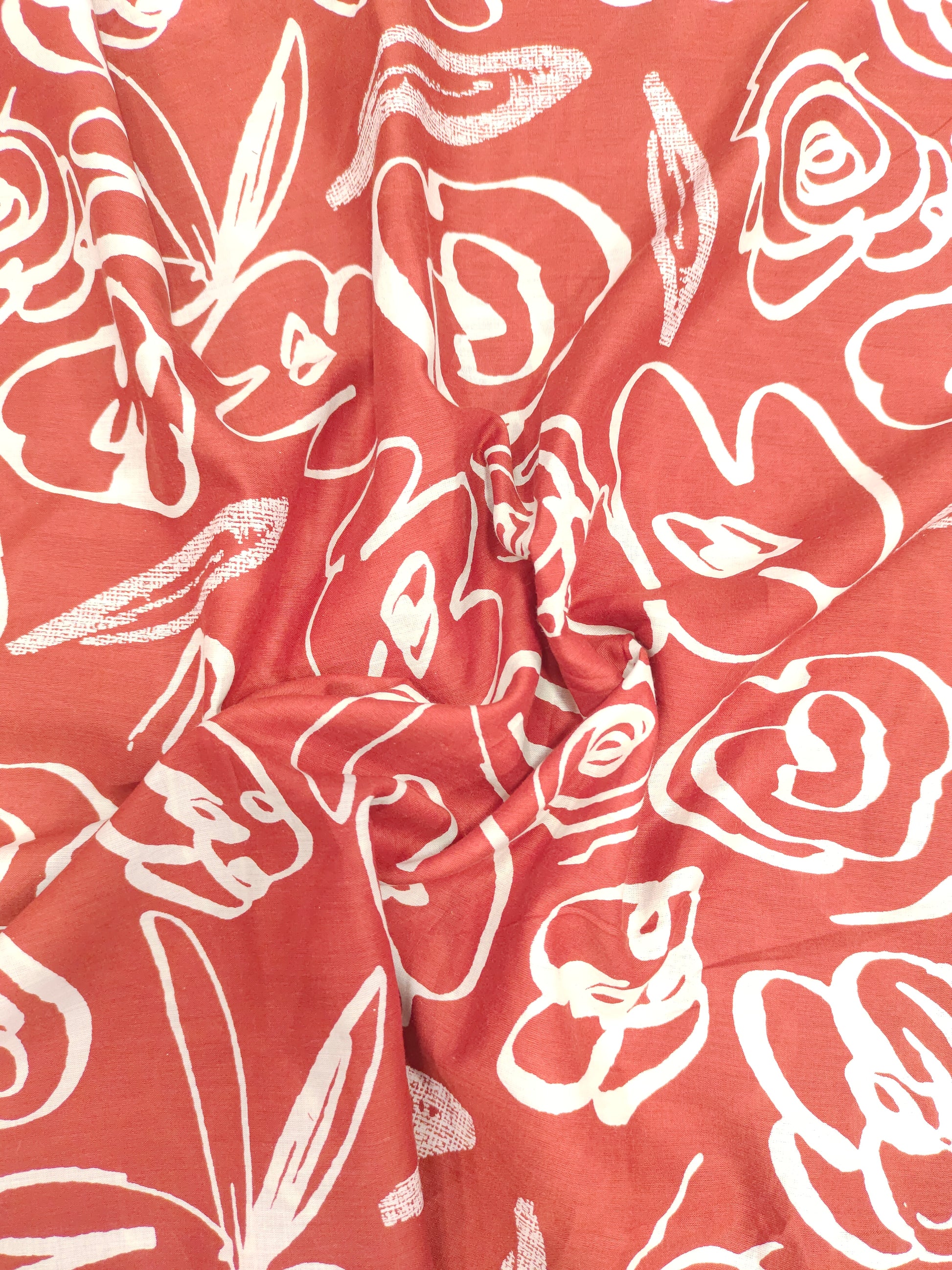 Banana cotton discharge print rust color