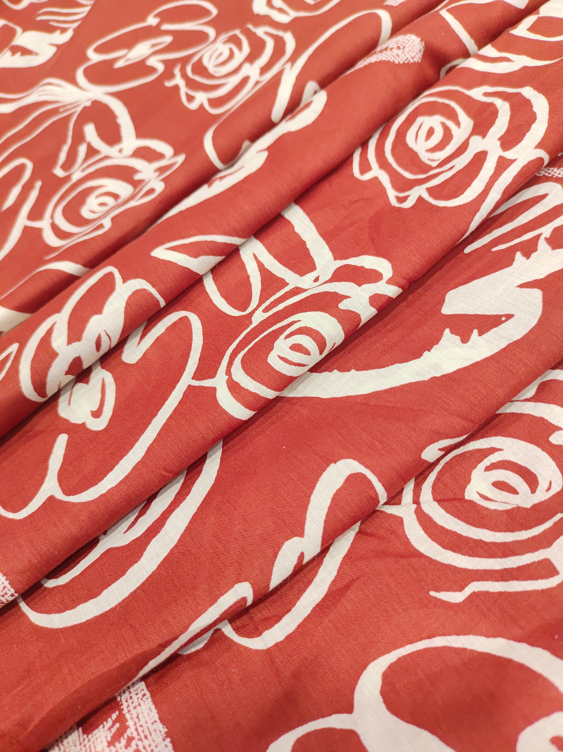 Banana cotton discharge print rust color