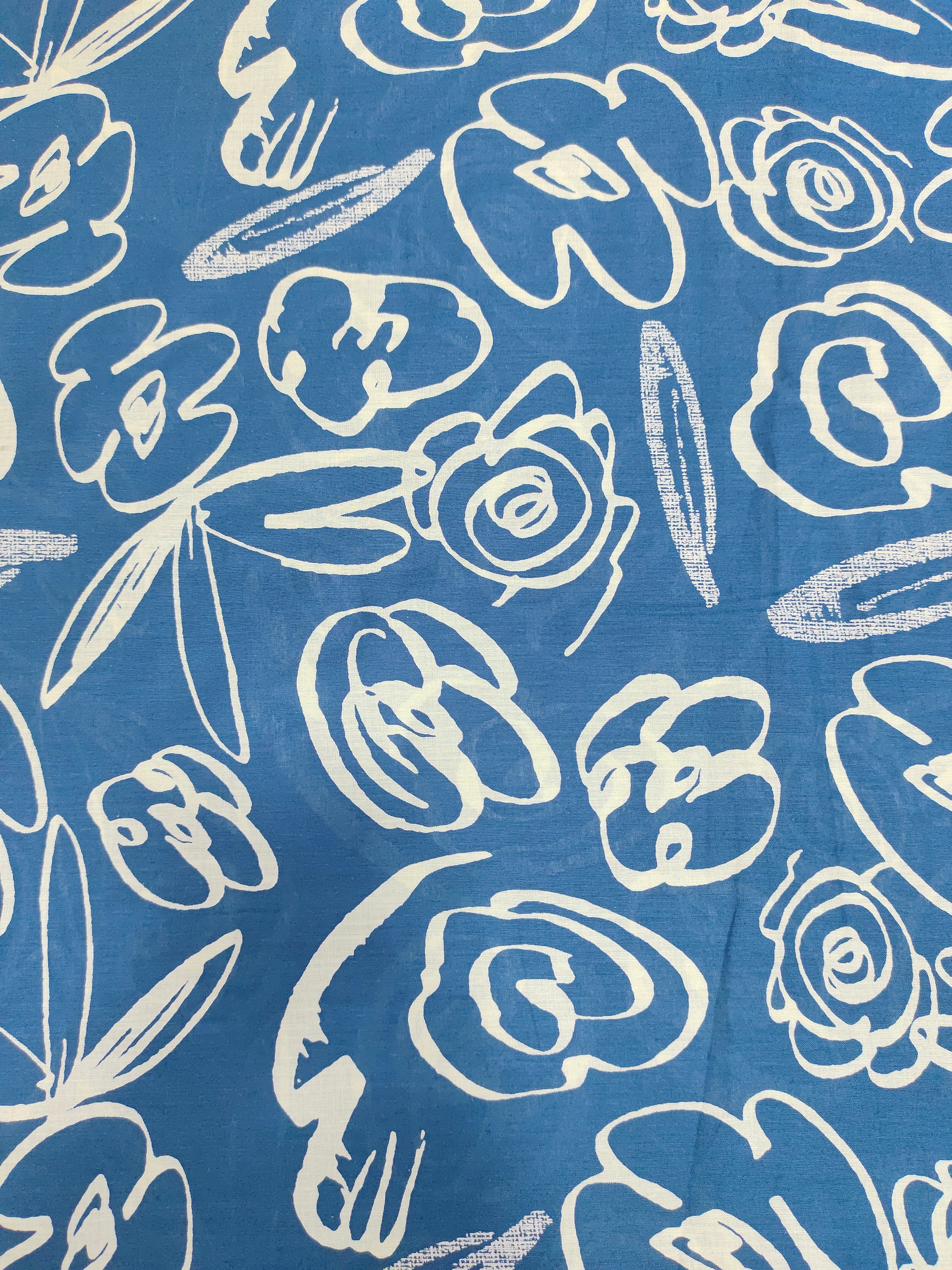 Blue Banana cotton discharge print