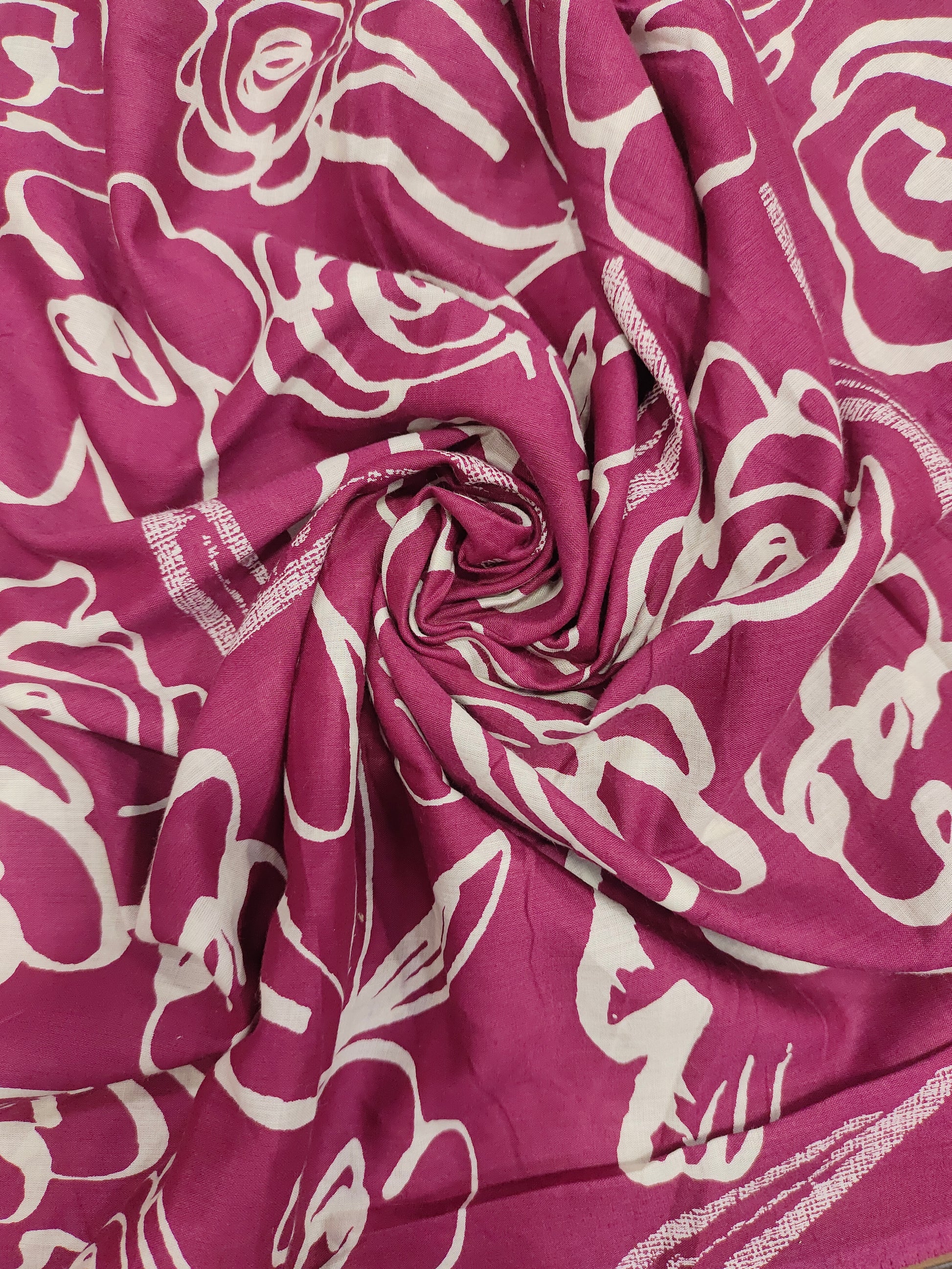 Banana cotton discharge print wine color