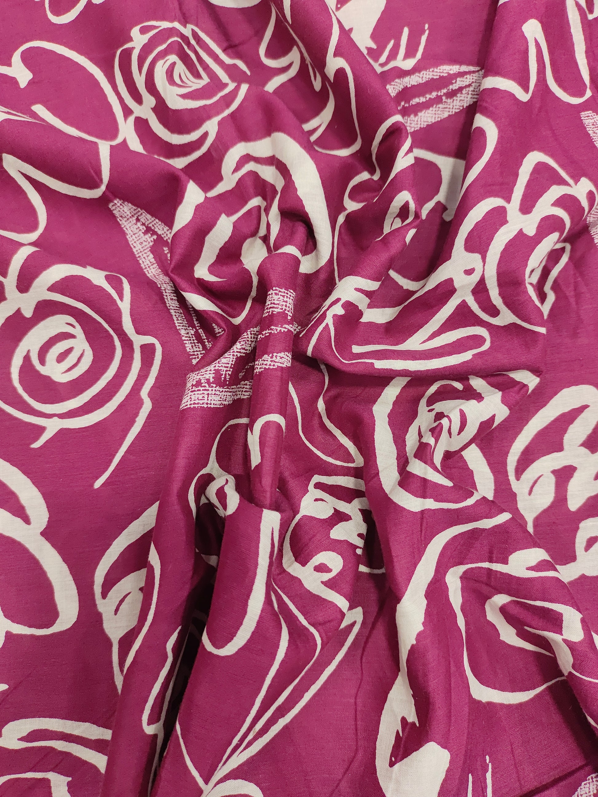 Banana cotton discharge print wine color