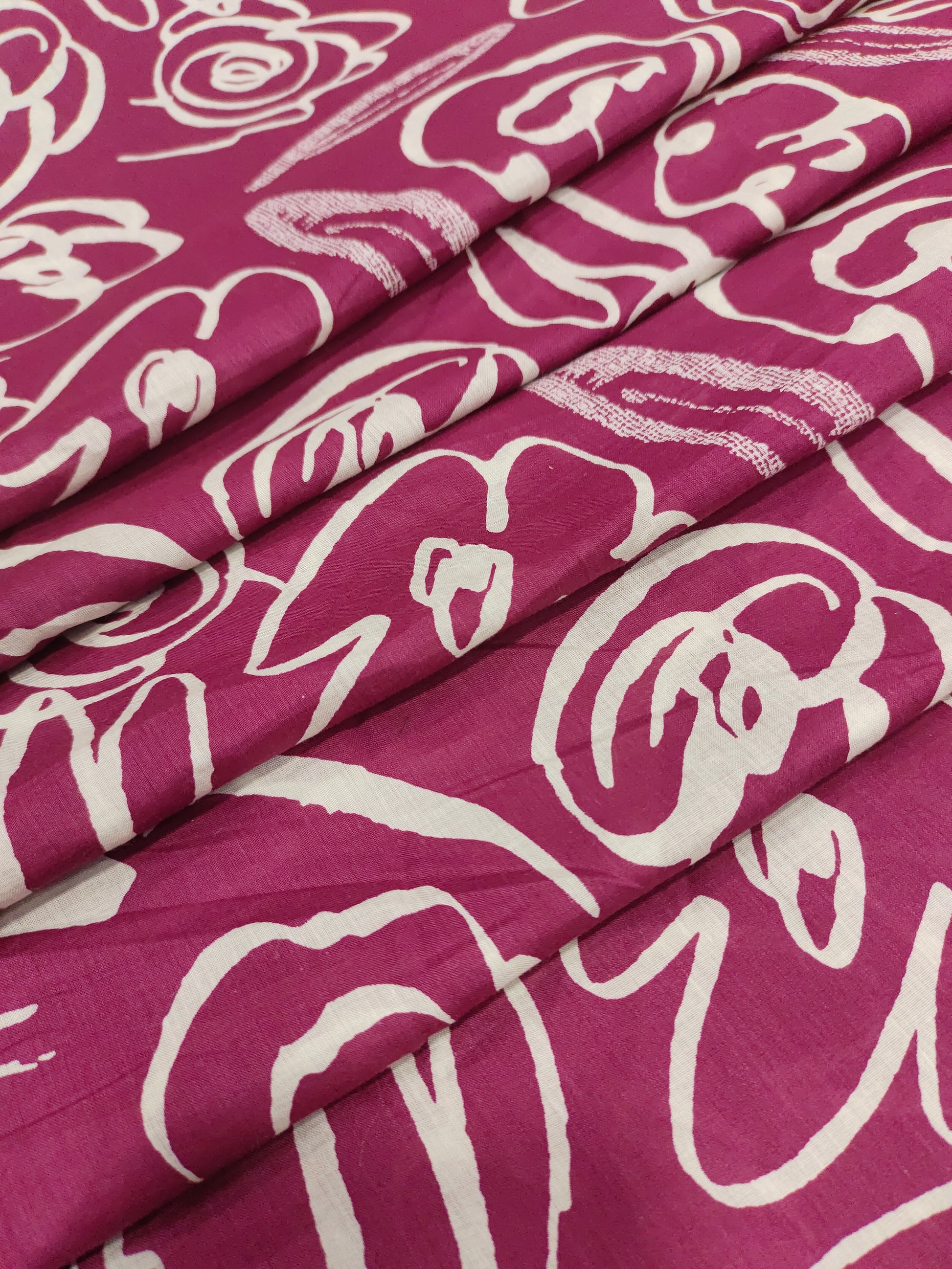 Banana cotton discharge print wine color