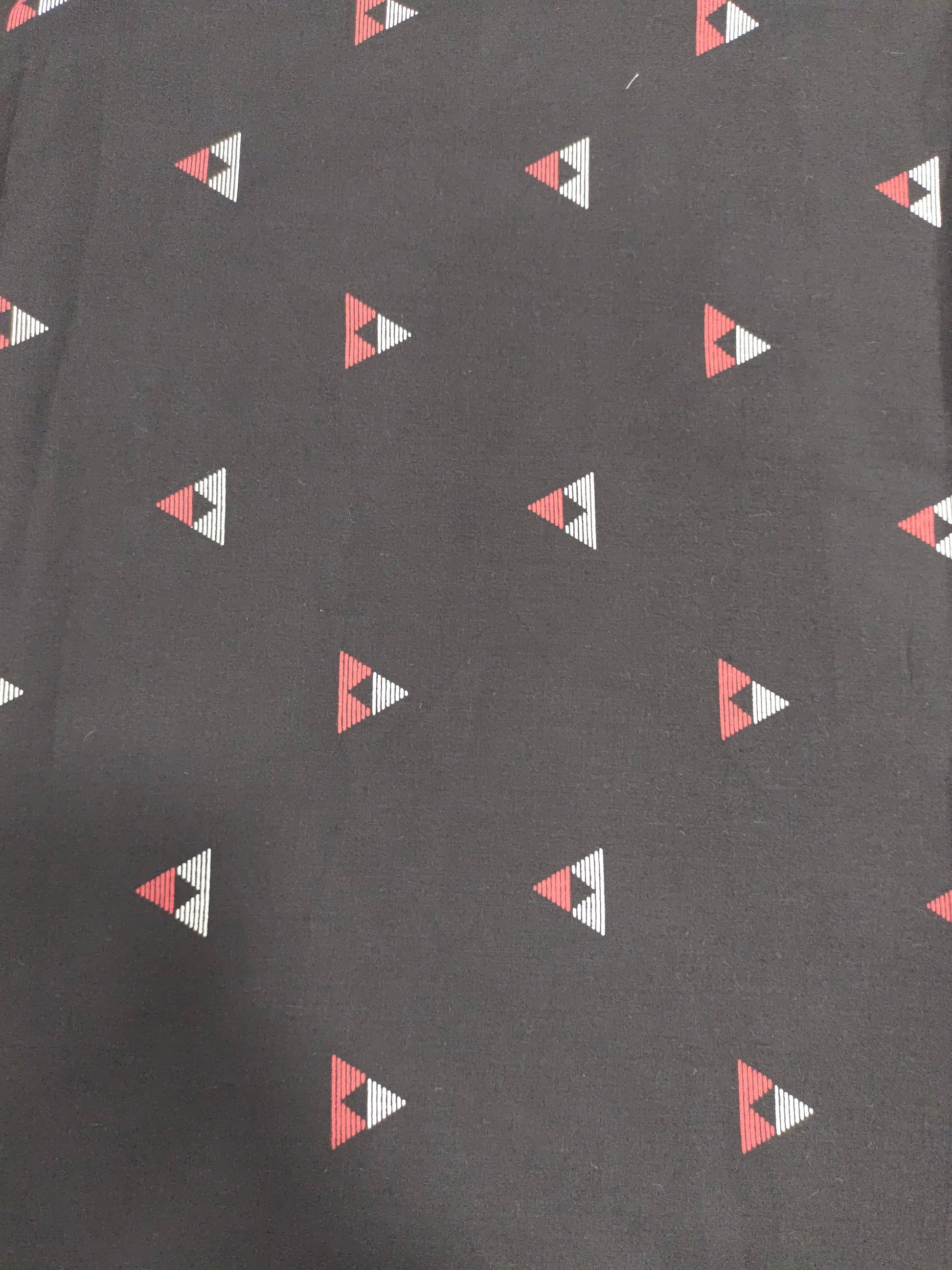 Black cotton fabric triangle print with off white and maroon