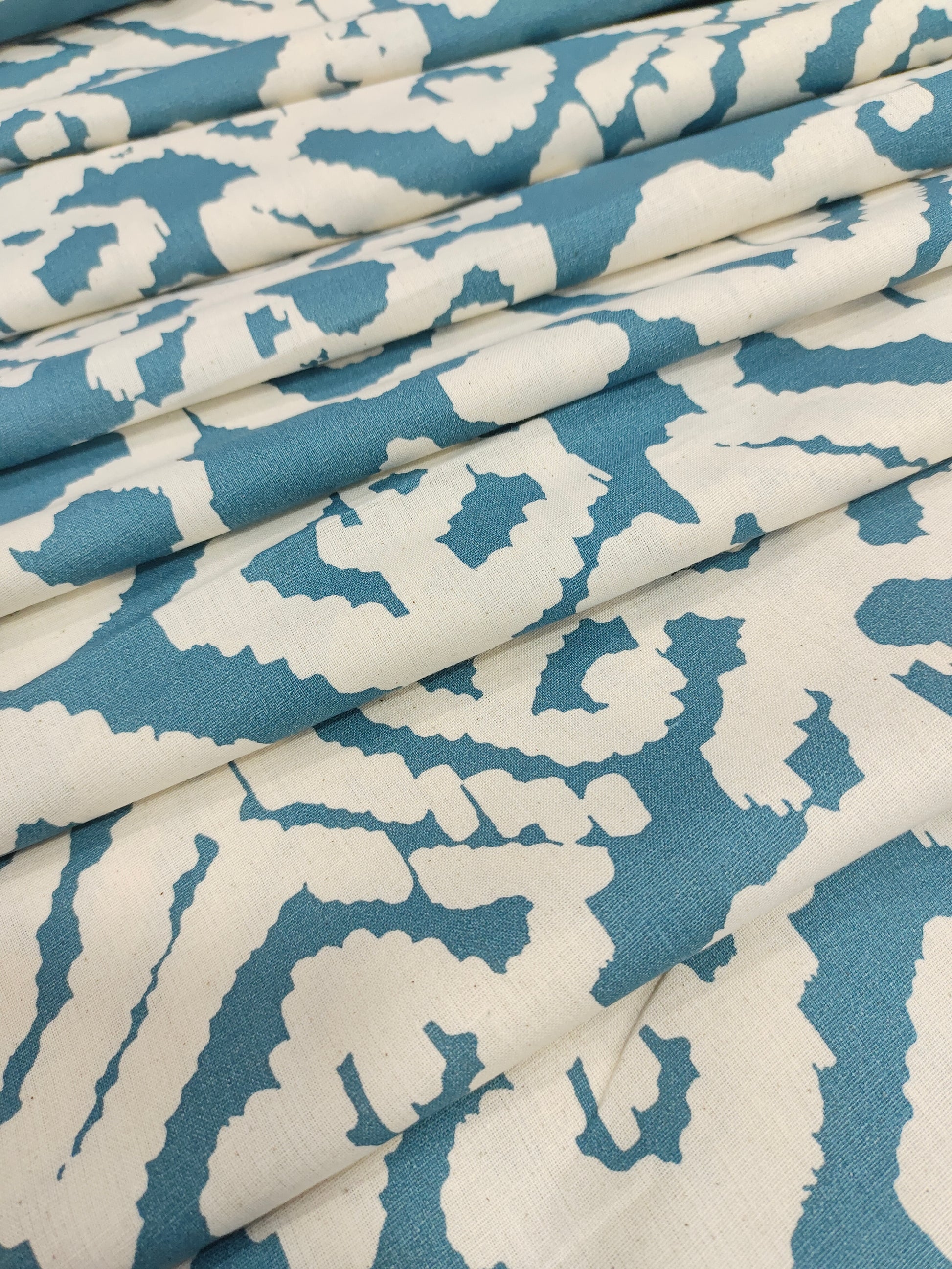 Cotton flex with blue & off white abstract print