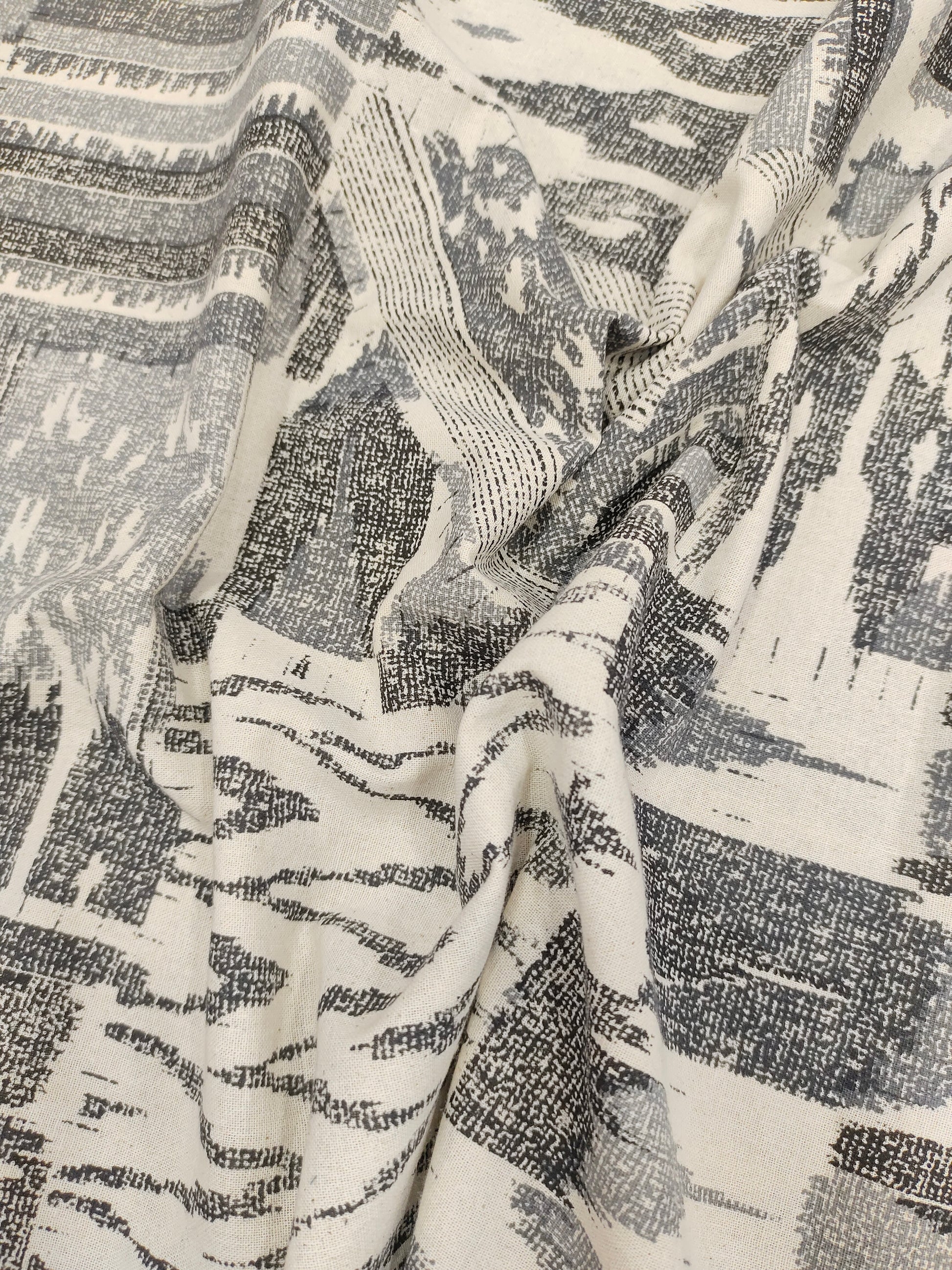 Flex cotton fabric with black and grey print