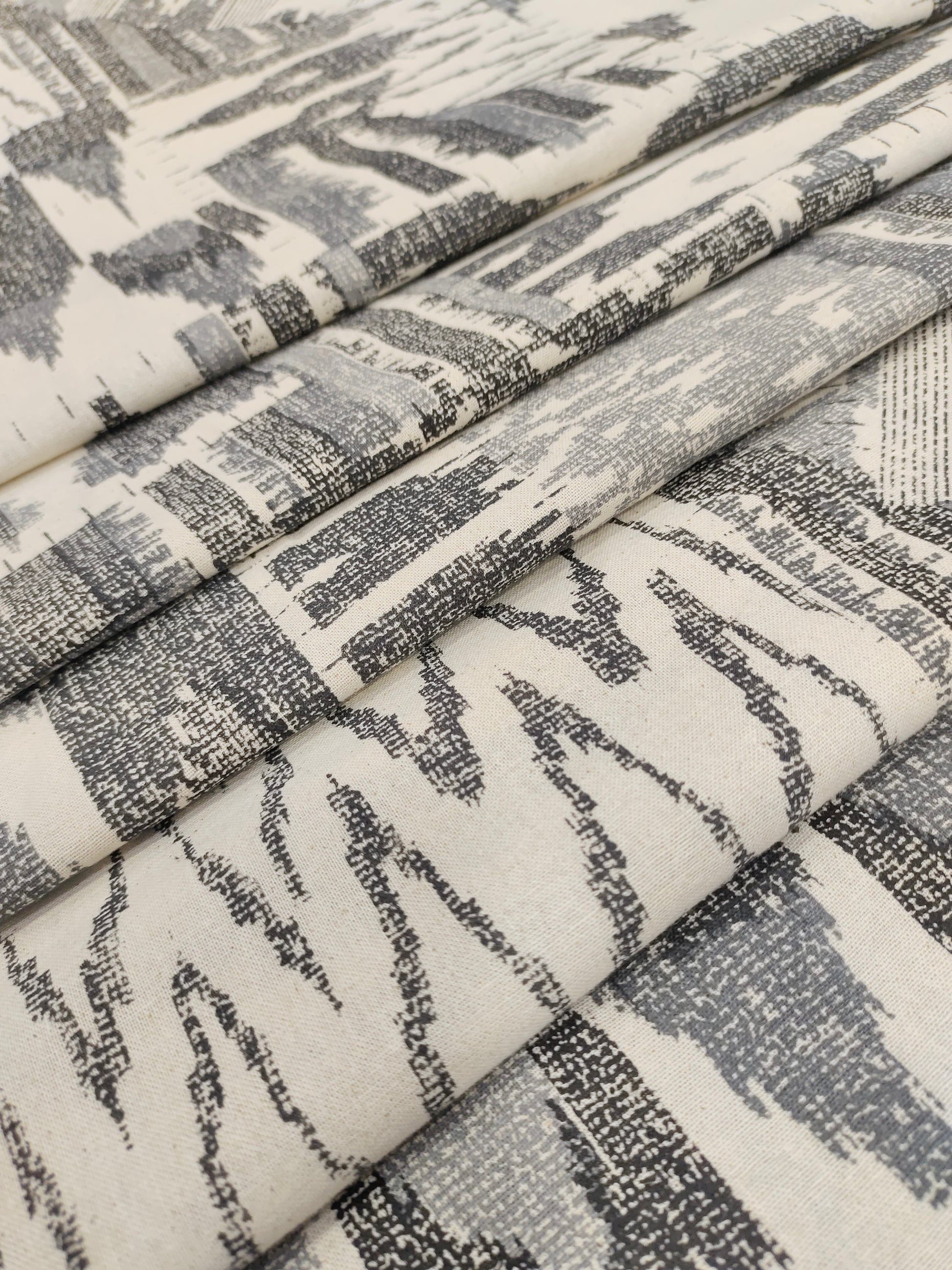 Flex cotton fabric with black and grey print